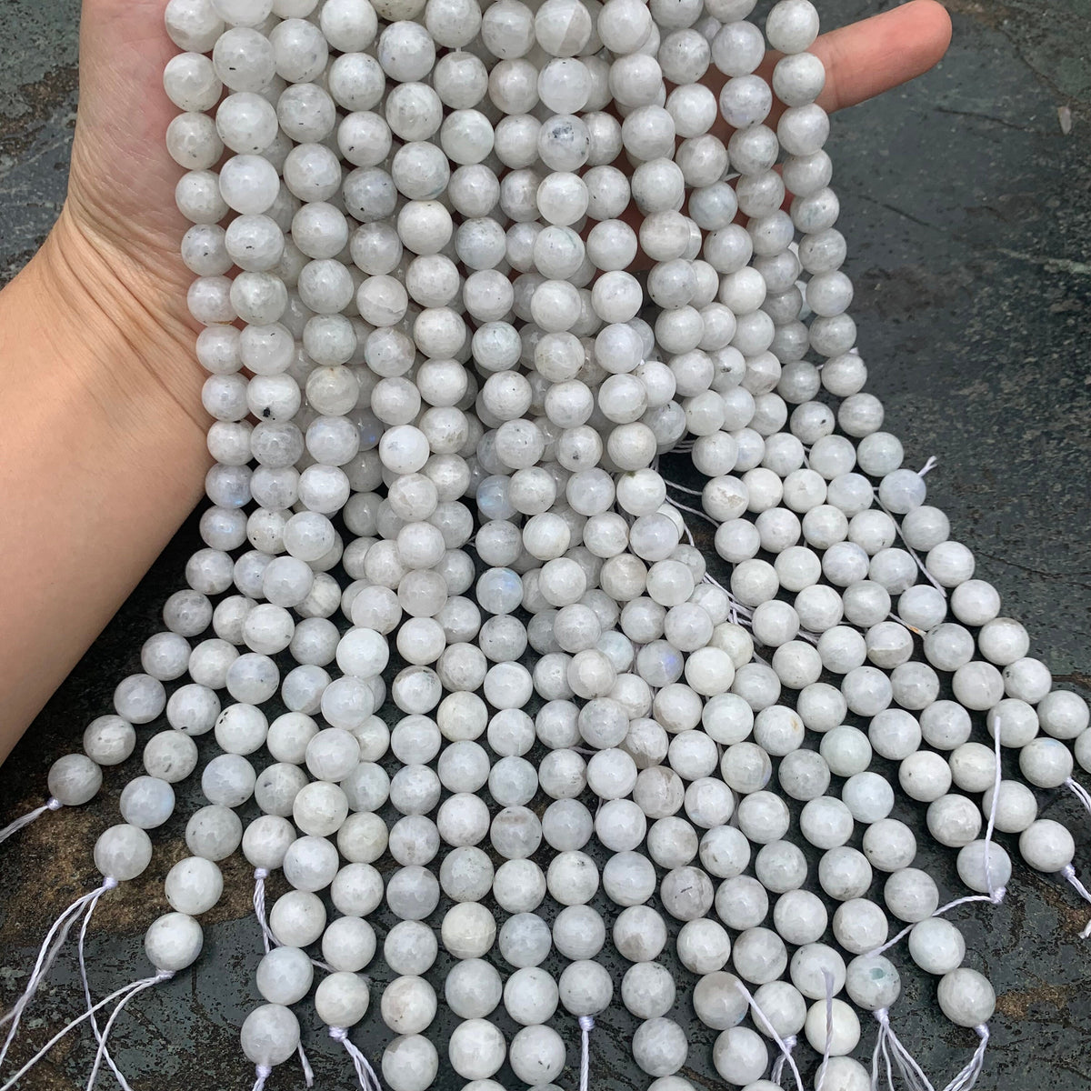 Natural Rainbow Moonstone Beads 4mm 6mm 7mm 10mm Moonstone White Gemstone Loose Beads for Jewelry Making Grade AAA 15.5 Inch Strand
