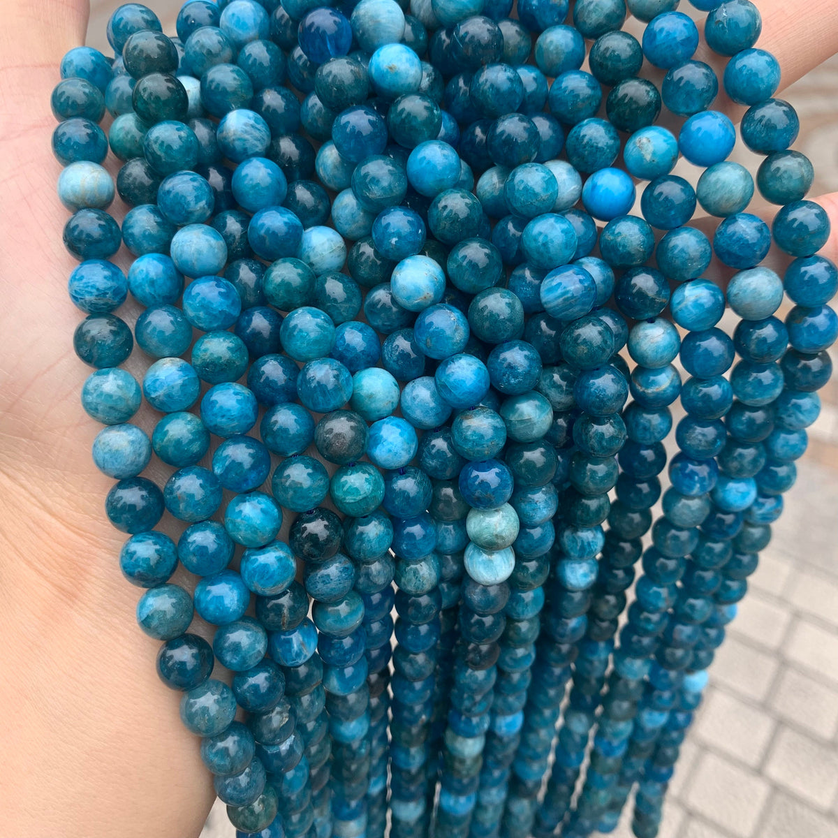 Natural Apatite Loose Round Beads,Blue Apatite Stone Beads 6mm 8mm 10mm Gemstone Beads Lace Bead 15.5 Inch Strand AAA for DIY Jewelry Making