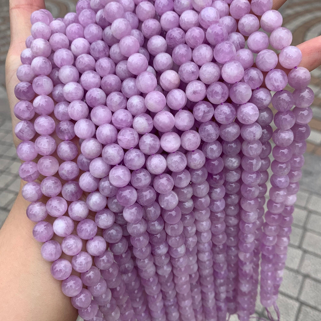 Natural Kunzite Loose Round Beads,Purple Kunzite Beads 7mm 8mm 9mm Gemstone Beads Lace Bead 15.5 Inch Strand AAA for DIY Jewelry Making