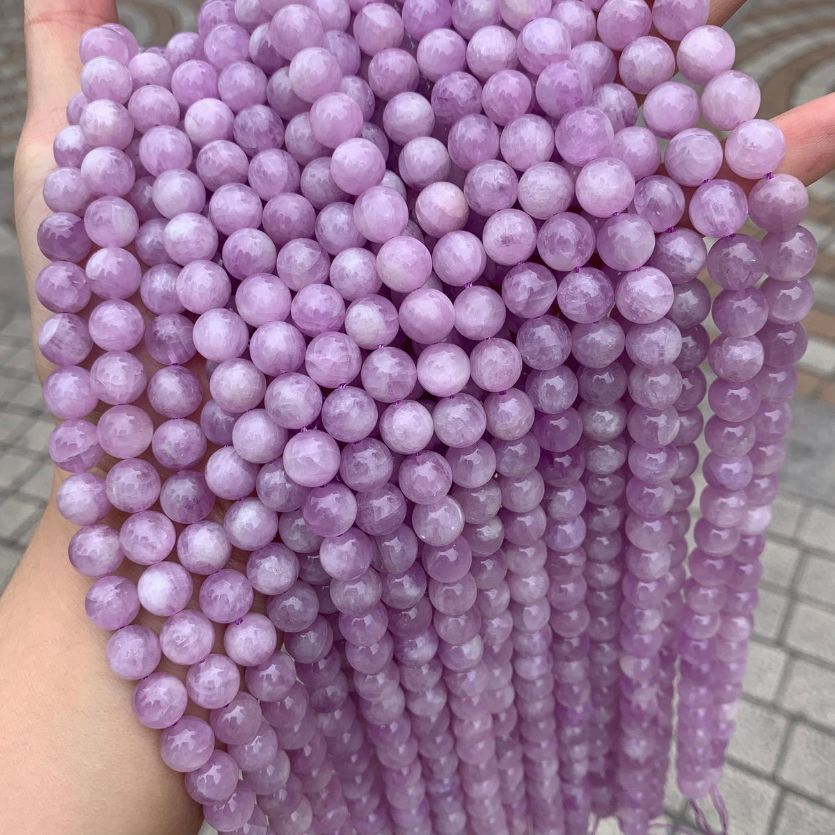 Natural Kunzite Loose Round Beads,Purple Kunzite Beads 7mm 8mm 9mm Gemstone Beads Lace Bead 15.5 Inch Strand AAA for DIY Jewelry Making