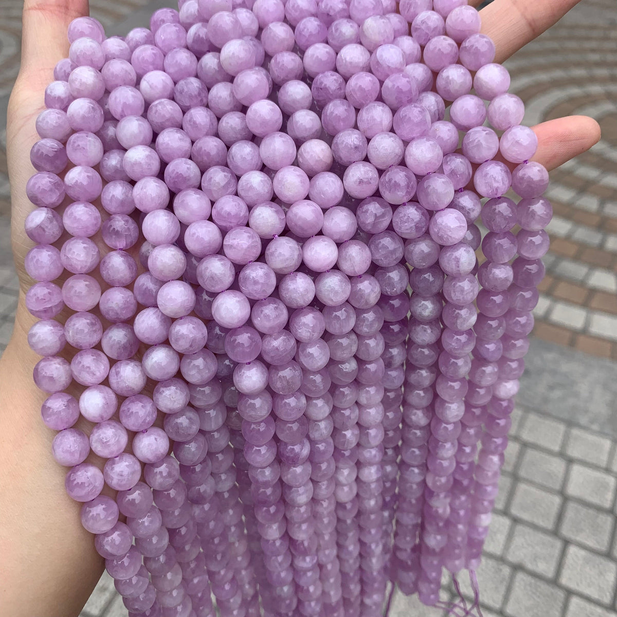 Natural Kunzite Loose Round Beads,Purple Kunzite Beads 7mm 8mm 9mm Gemstone Beads Lace Bead 15.5 Inch Strand AAA for DIY Jewelry Making
