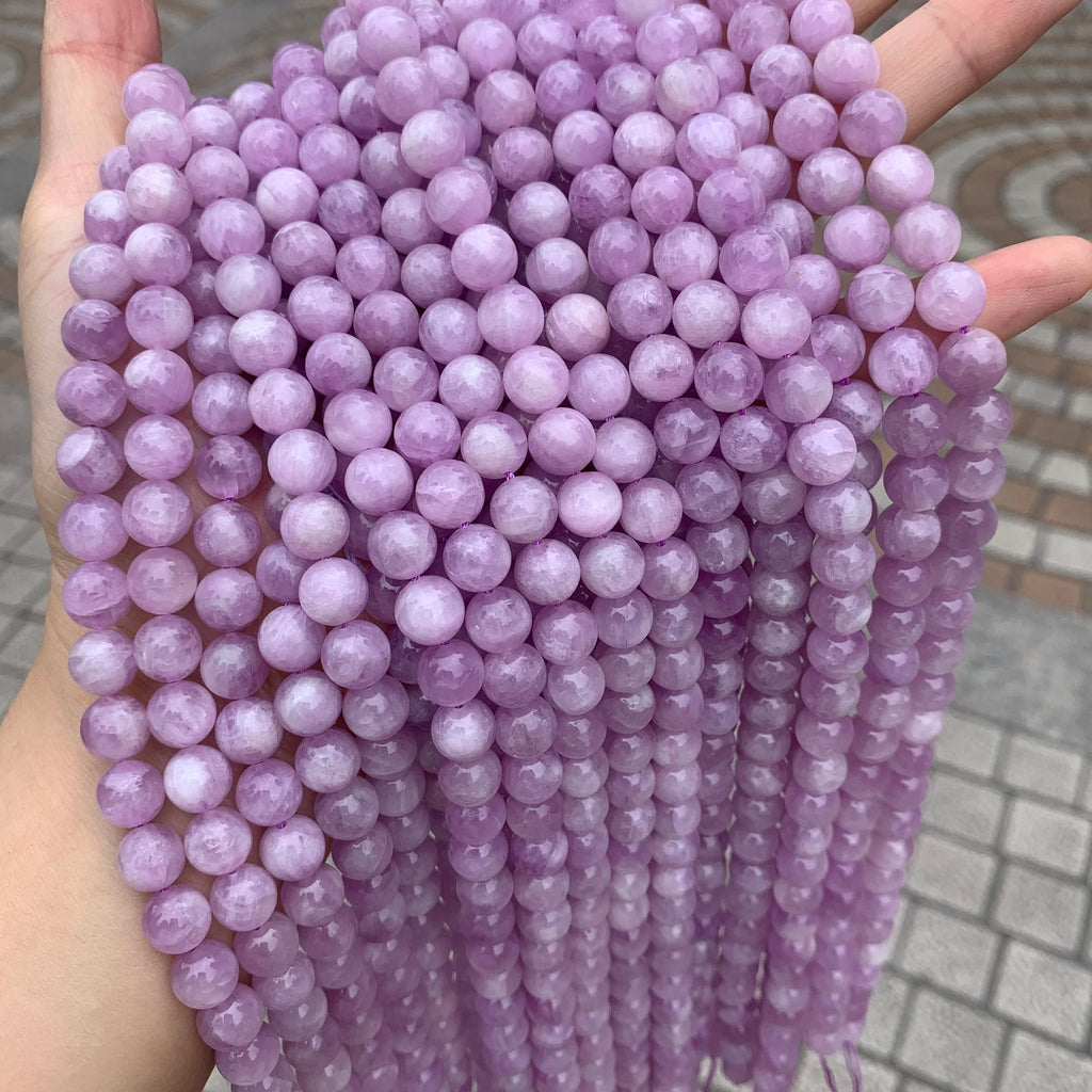 Natural Kunzite Loose Round Beads,Purple Kunzite Beads 7mm 8mm 9mm Gemstone Beads Lace Bead 15.5 Inch Strand AAA for DIY Jewelry Making