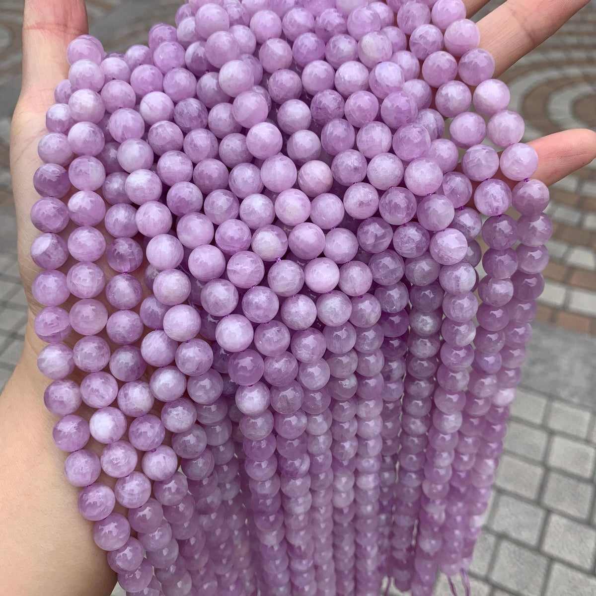 Natural Kunzite Loose Round Beads,Purple Kunzite Beads 7mm 8mm 9mm Gemstone Beads Lace Bead 15.5 Inch Strand AAA for DIY Jewelry Making