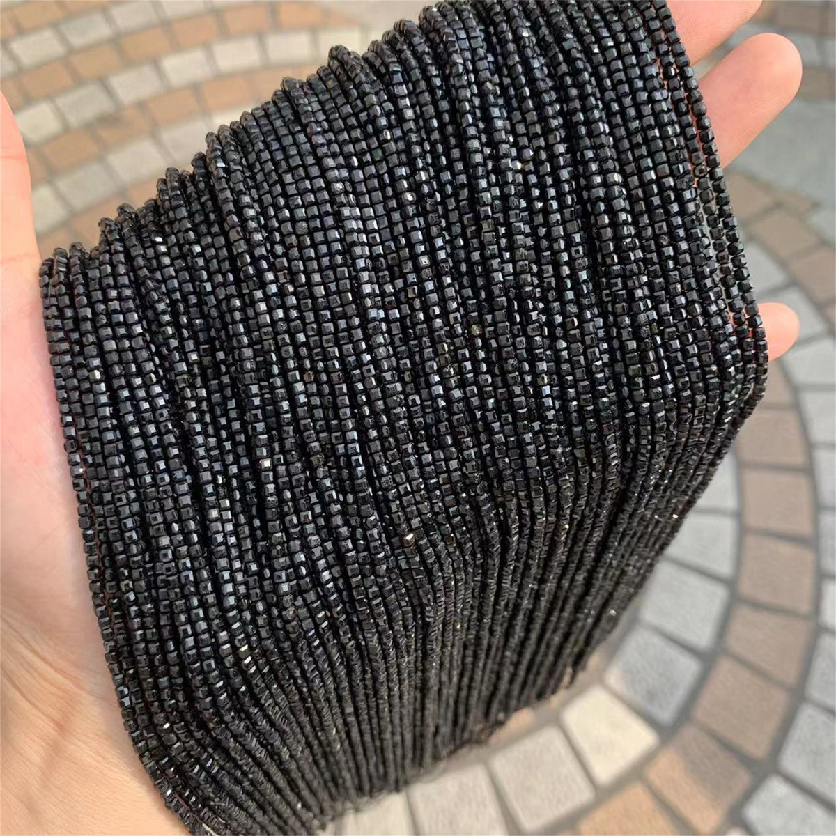 Natural Black Spinel Micro Faceted Cube Beads 2.5mm 3mm 5mm Black Gemstones Loose Beads for Jewelry Making 15.5 Inch Strand AAA