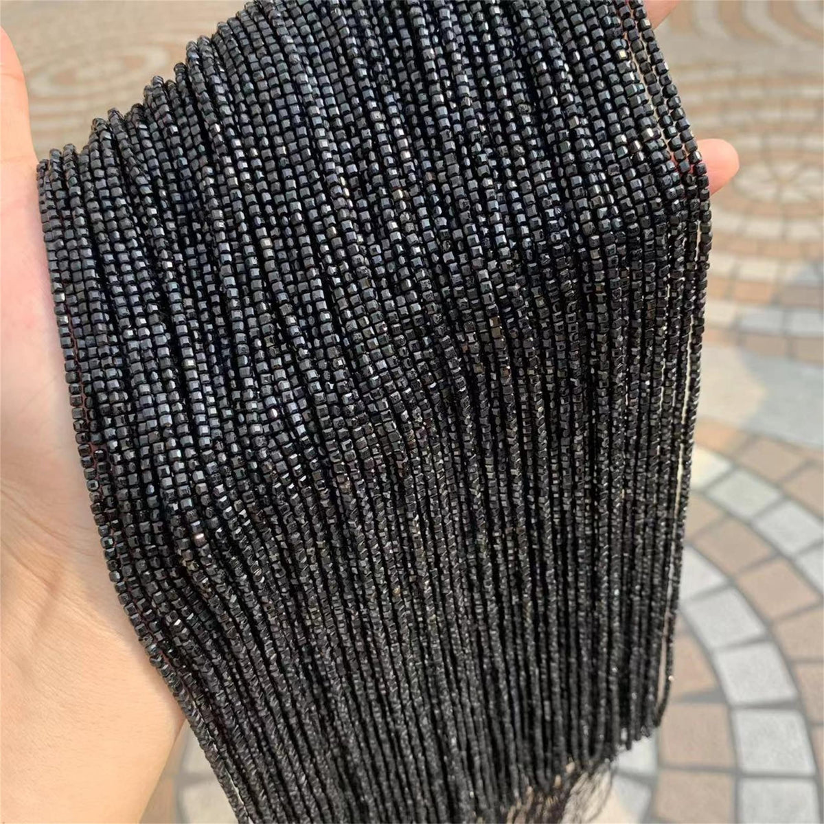 Natural Black Spinel Micro Faceted Cube Beads 2.5mm 3mm 5mm Black Gemstones Loose Beads for Jewelry Making 15.5 Inch Strand AAA