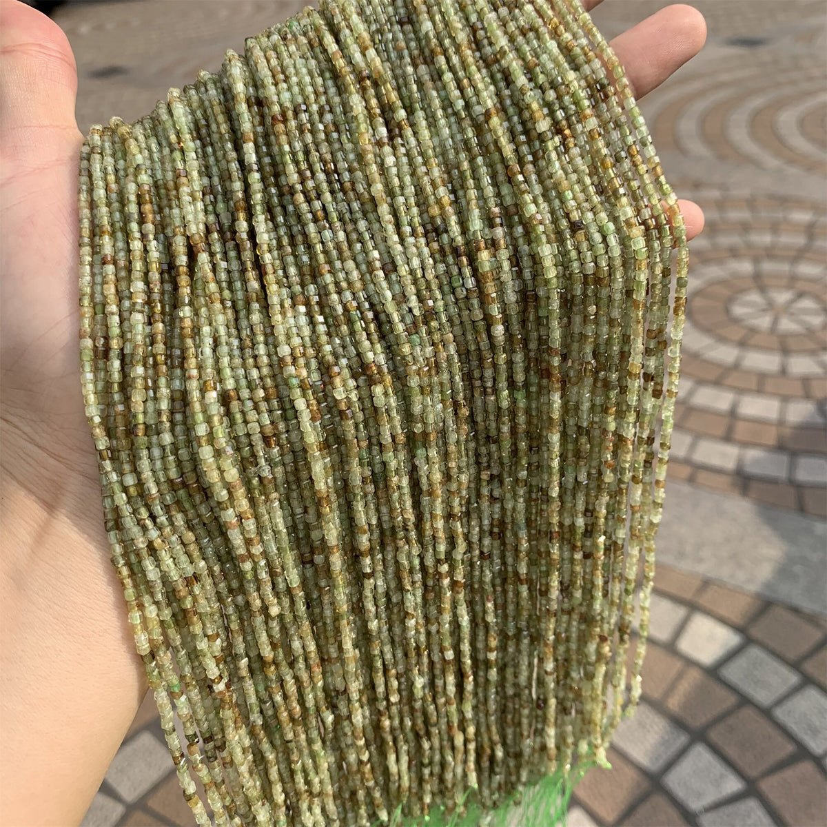 Natural Green Garnet Beads Micro Faceted Cube Beads 2.5mm Green Garnet Gemstones Loose Beads for Jewelry Making 15.5 Inch Strand AAA