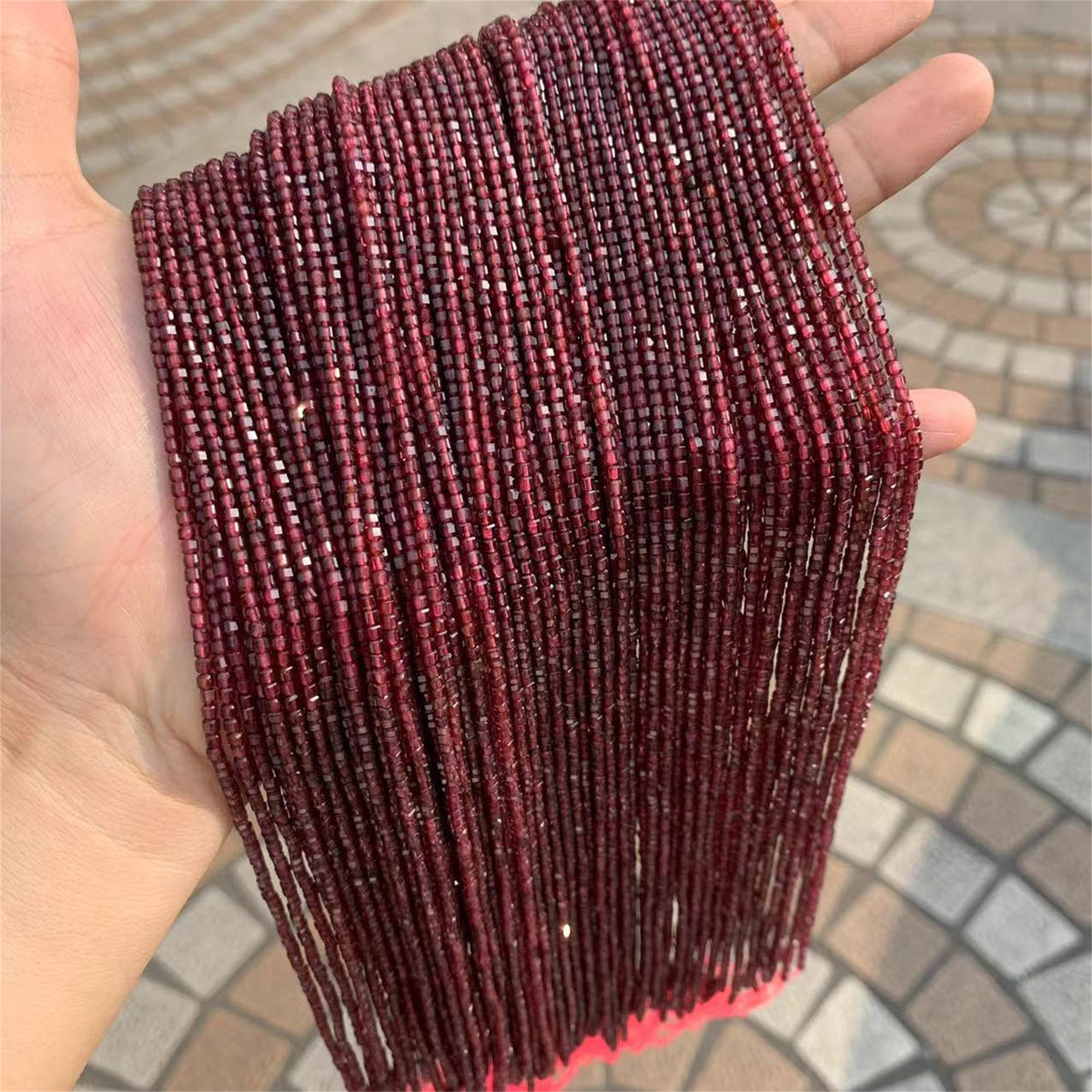 Natural Red Garnet Beads Micro Faceted Cube Beads 2.5mm Red Garnet Gemstones Loose Beads for Jewelry Making 15.5 Inch Strand AAA