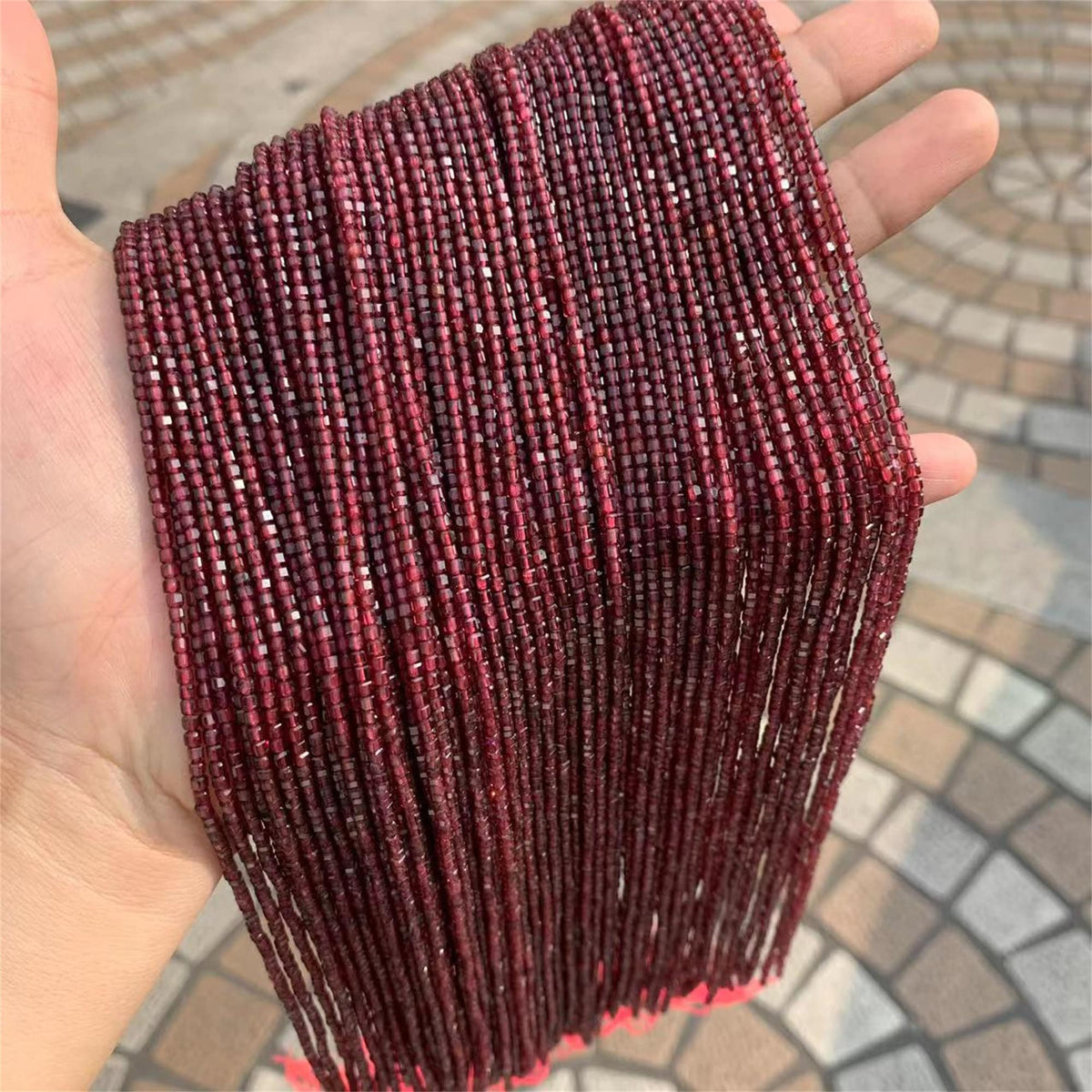 Natural Red Garnet Beads Micro Faceted Cube Beads 2.5mm Red Garnet Gemstones Loose Beads for Jewelry Making 15.5 Inch Strand AAA