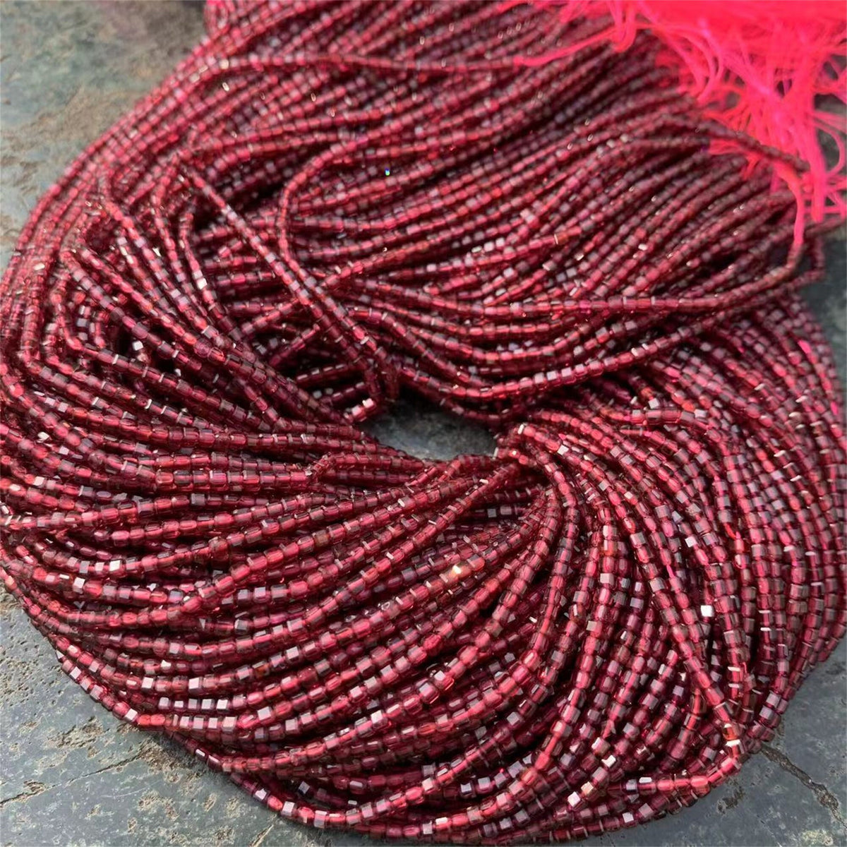 Natural Red Garnet Beads Micro Faceted Cube Beads 2.5mm Red Garnet Gemstones Loose Beads for Jewelry Making 15.5 Inch Strand AAA