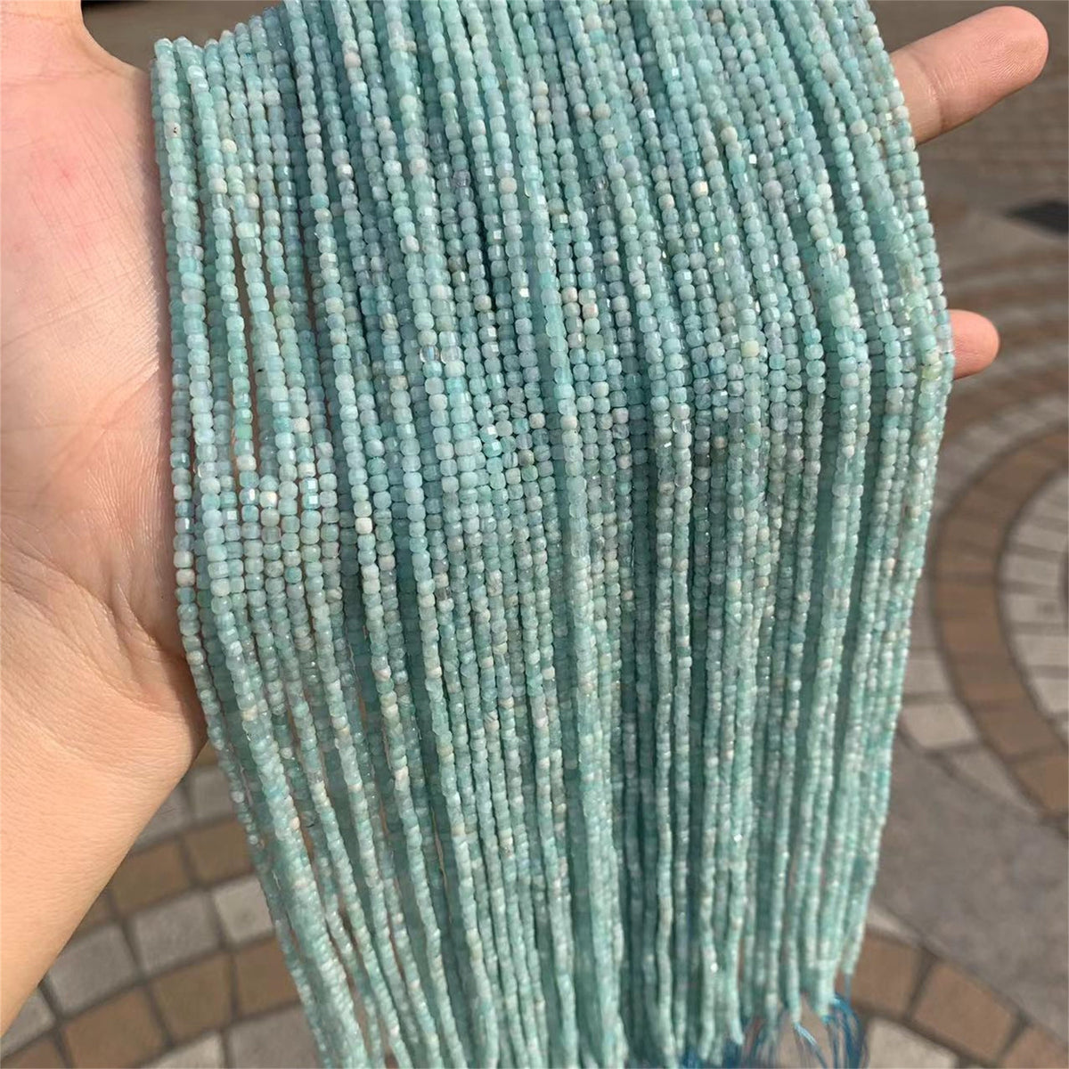 Natural Amazonite Beads Micro Faceted Cube Beads 2.5mm Amazonite Gemstones Loose Beads for Jewelry Making 15.5 Inch Strand AAA