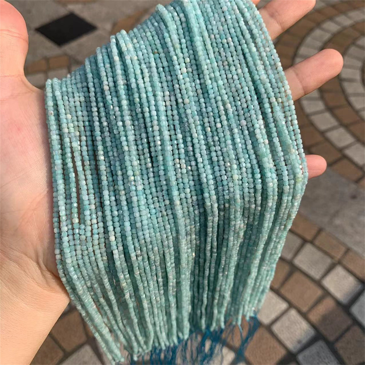 Natural Amazonite Beads Micro Faceted Cube Beads 2.5mm Amazonite Gemstones Loose Beads for Jewelry Making 15.5 Inch Strand AAA