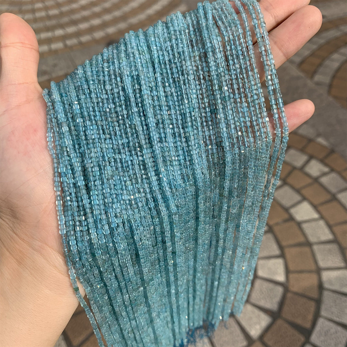 Natural Apatite Beads Micro Faceted Cube Beads 2.5mm Apatite Gemstones Loose Beads for Jewelry Making 15.5 Inch Strand AAA