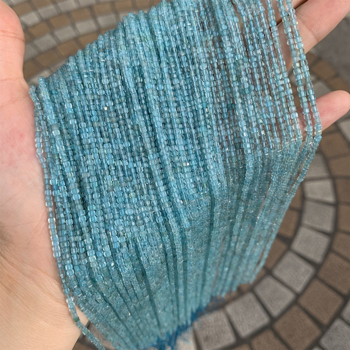 Natural Apatite Beads Micro Faceted Cube Beads 2.5mm Apatite Gemstones Loose Beads for Jewelry Making 15.5 Inch Strand AAA