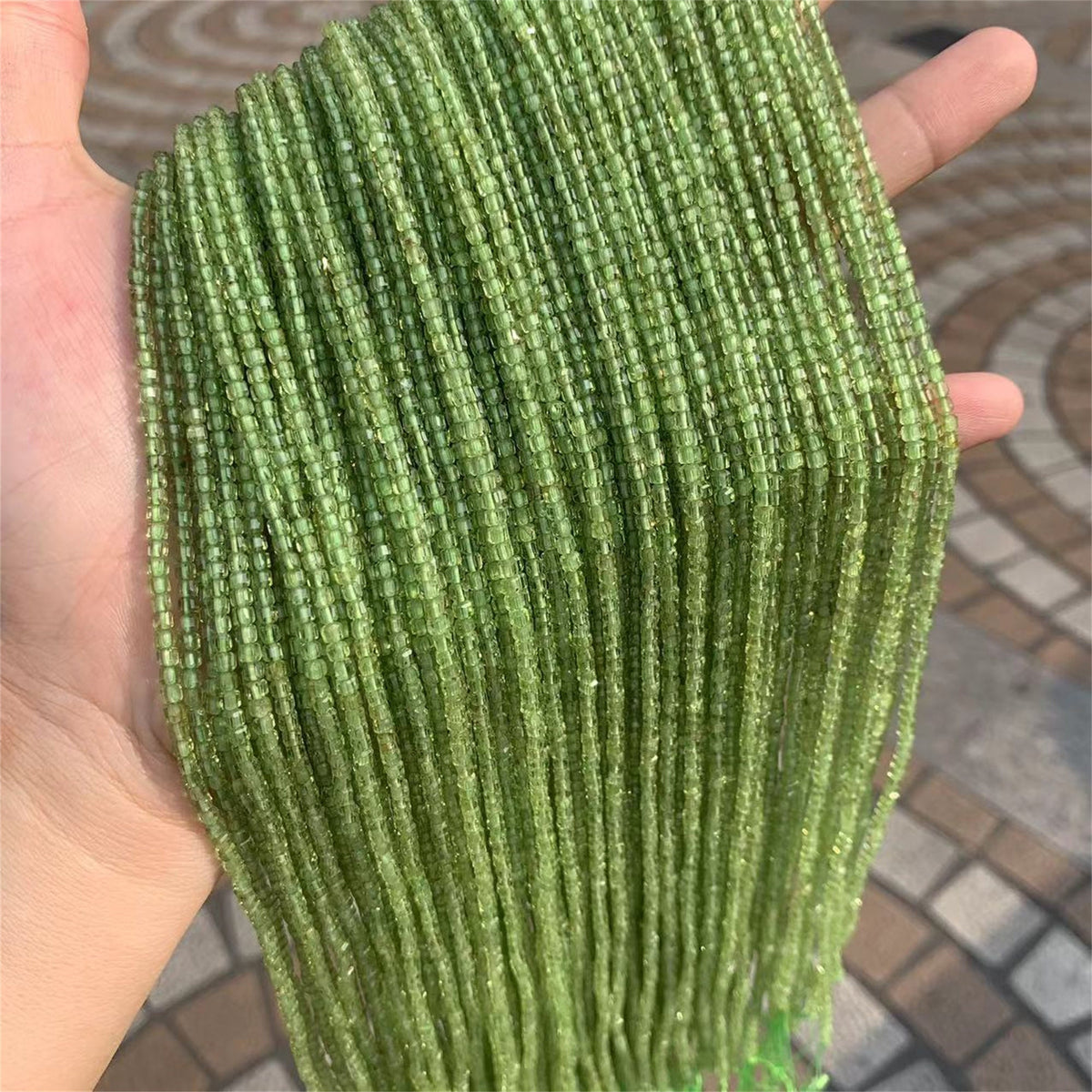 Natural Peridot Beads Micro Faceted Cube Bead 2.5mm Peridot Gemstones Loose Bead for Jewelry DIY Making 15.5 Inch Strand AAA