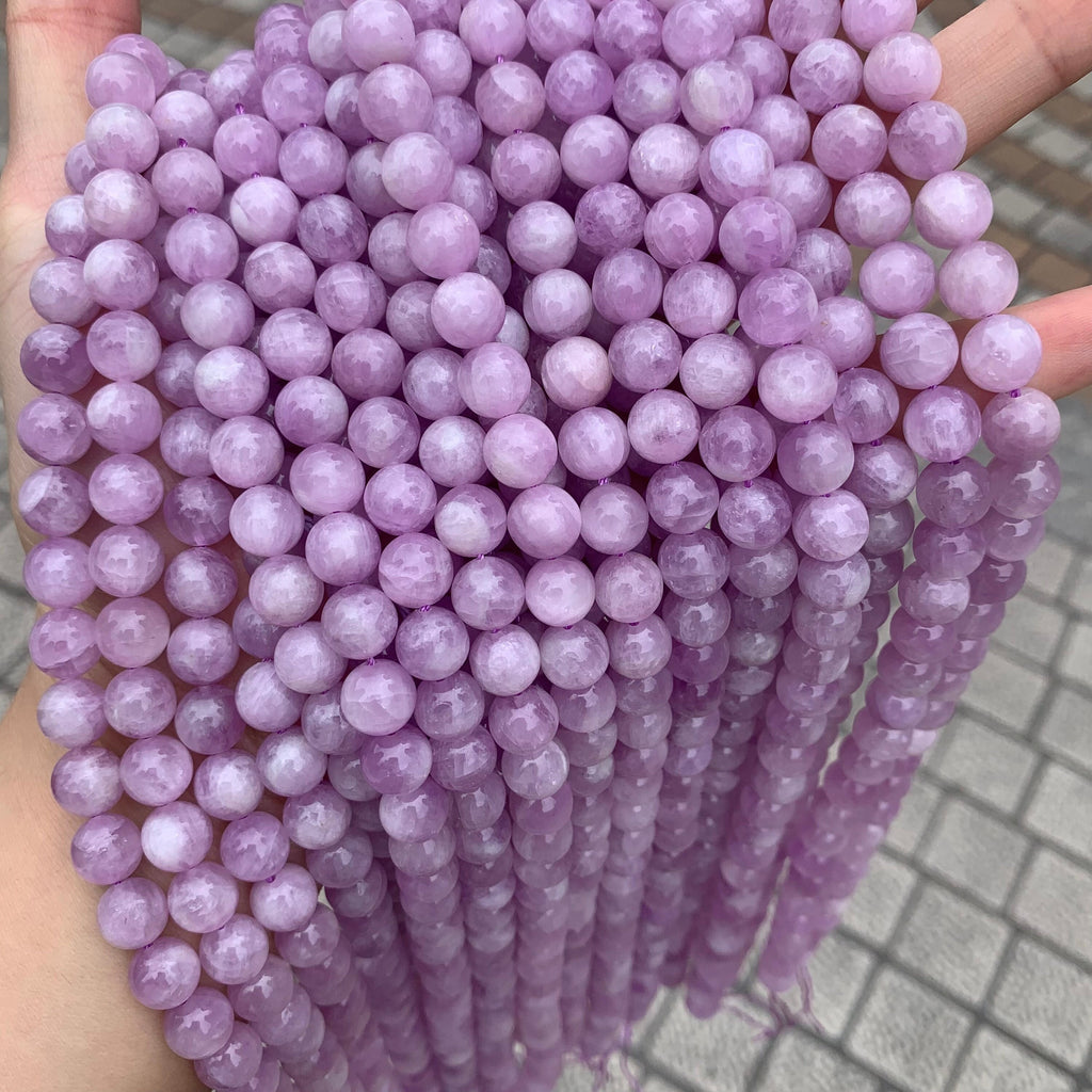Natural Kunzite Loose Round Beads,Purple Kunzite Beads 7mm 8mm 9mm Gemstone Beads Lace Bead 15.5 Inch Strand AAA for DIY Jewelry Making