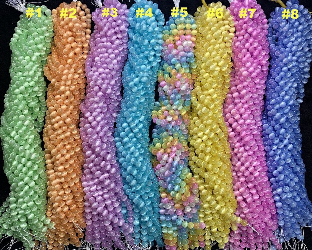 Natural Selenite Round Bead Selenite Loose Beads Gemstone Beads Rainbow Multi Color Selenite Gemstone Loose Bead 6mm 8mm 10mm 15.5 Inch AAA