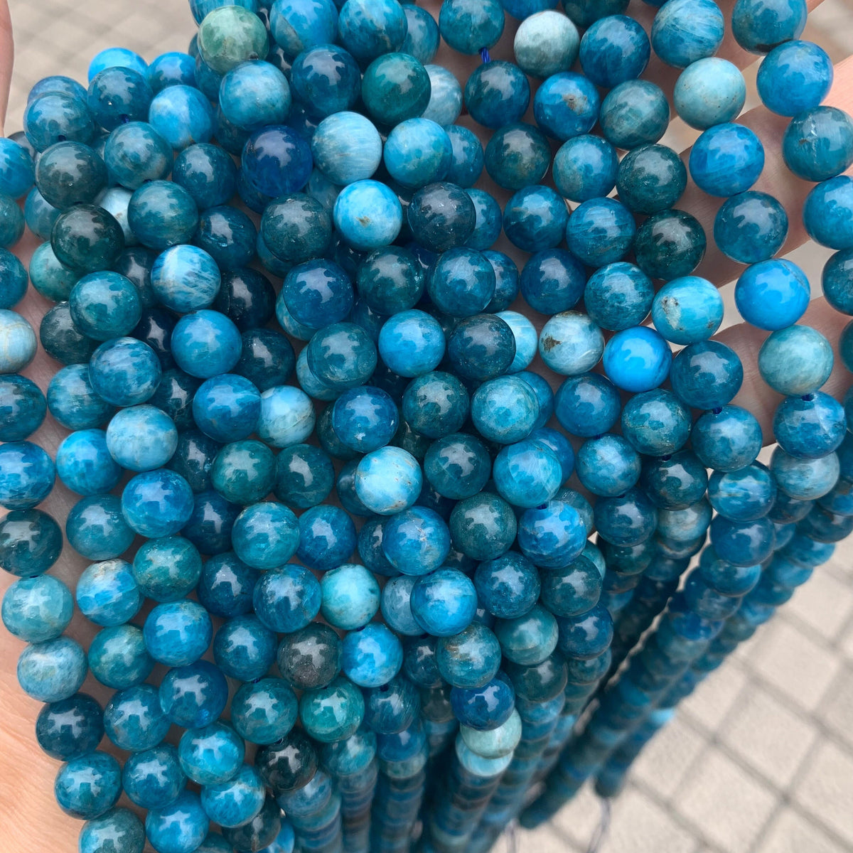 Natural Apatite Loose Round Beads,Blue Apatite Stone Beads 6mm 8mm 10mm Gemstone Beads Lace Bead 15.5 Inch Strand AAA for DIY Jewelry Making