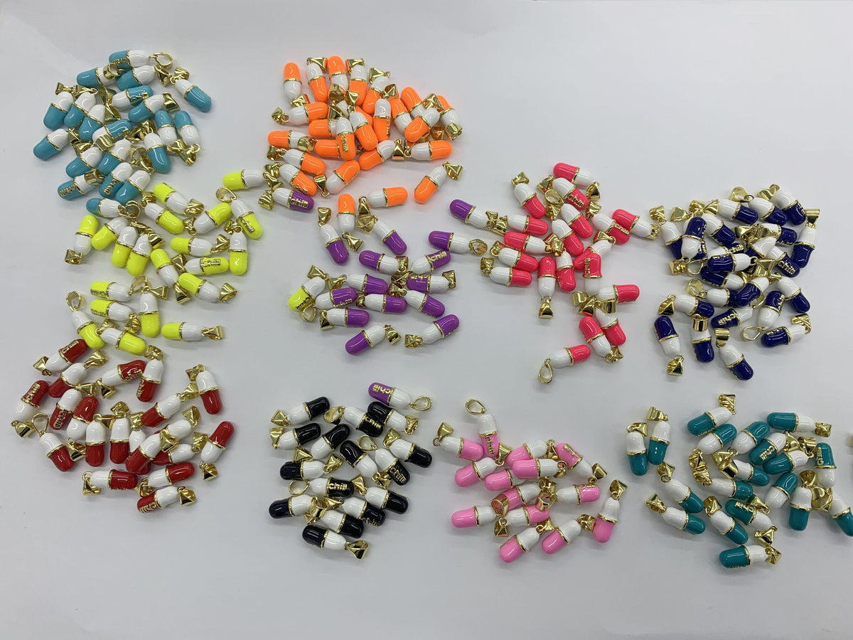 Enamel Chill Pills Colorful Pills Charm Pills Pendant for Bracelet Necklace DIY Gifts for Women Approx 21x6mm