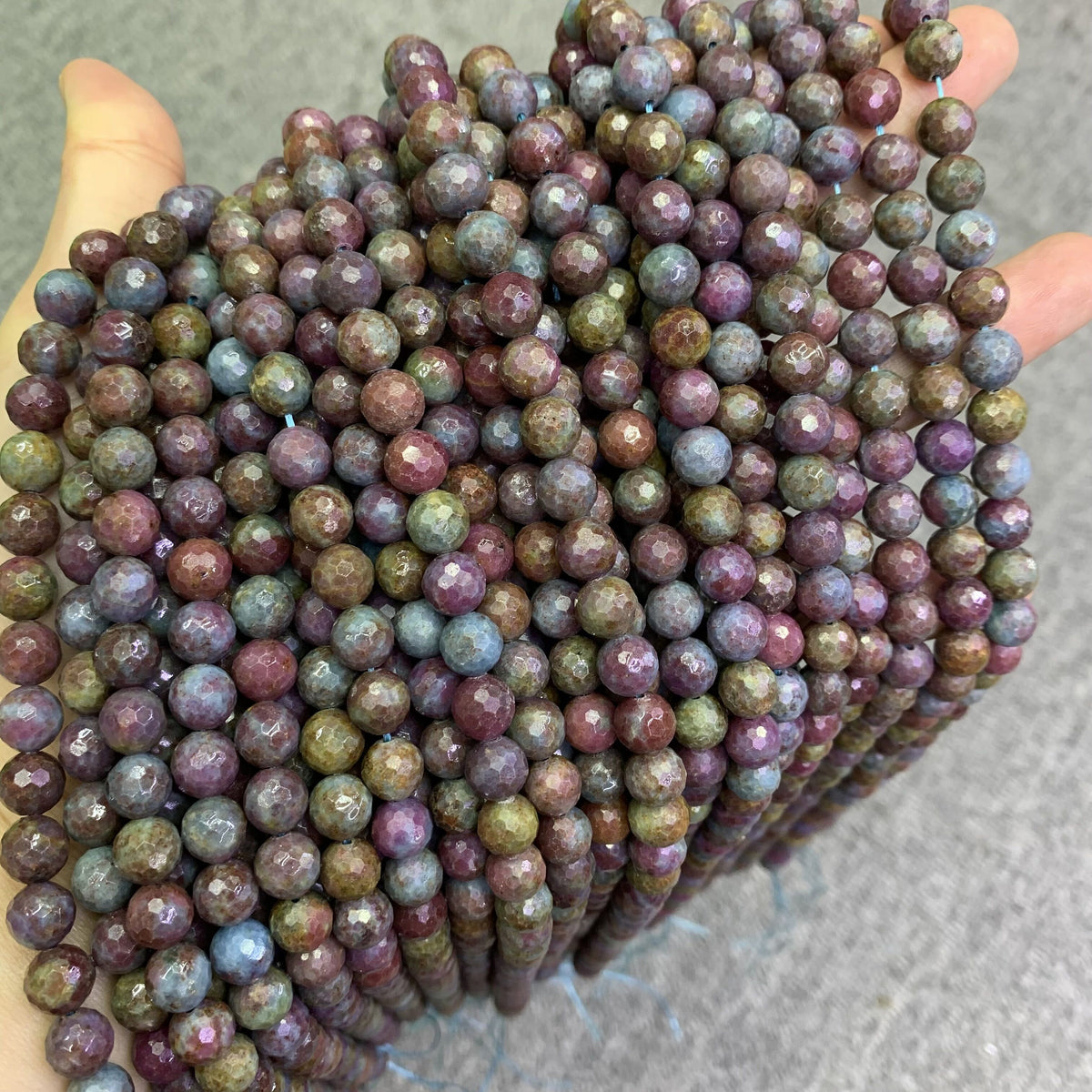 Natural Ruby in Kyanite Faceted Round Beads 8mm Gemstone Round Beads Loose Bead 15.5 Inch Strand AAA
