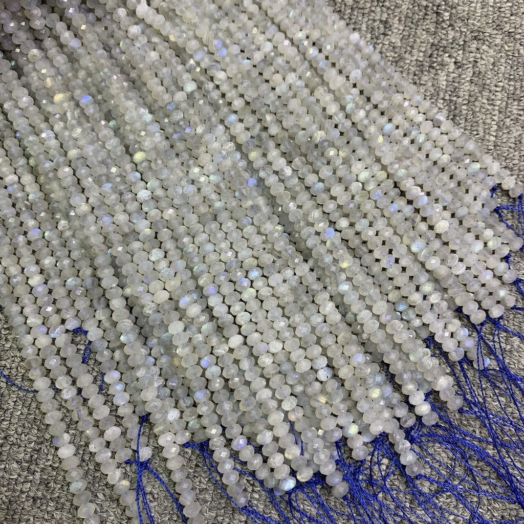 Natural Labradorite Roundell Beads Faeted 4*6mm Labradorite Roundell Beads Blue Gemstone Loose Bead 15.5 Inch Strand AAA