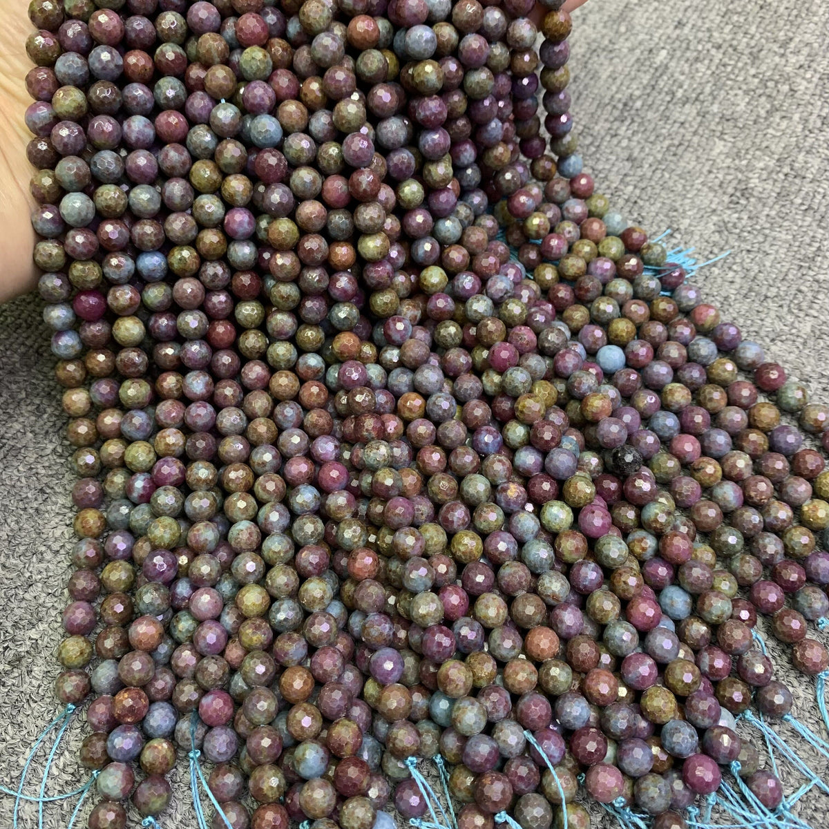 Natural Ruby in Kyanite Faceted Round Beads 8mm Gemstone Round Beads Loose Bead 15.5 Inch Strand AAA