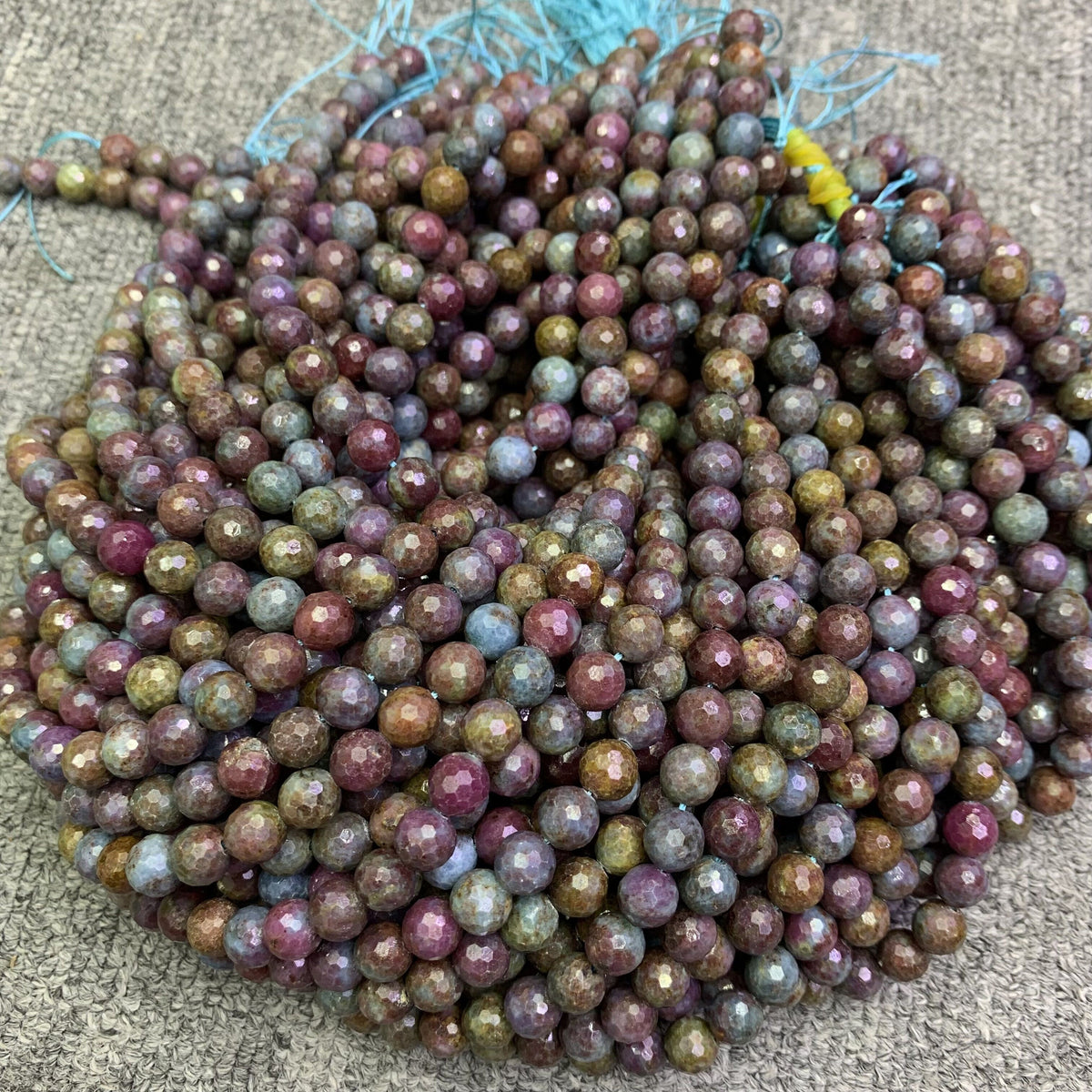 Natural Ruby in Kyanite Faceted Round Beads 8mm Gemstone Round Beads Loose Bead 15.5 Inch Strand AAA