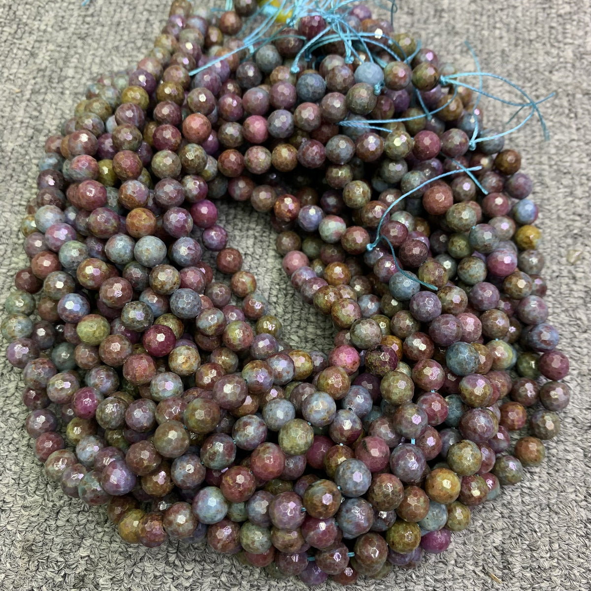 Natural Ruby in Kyanite Faceted Round Beads 8mm Gemstone Round Beads Loose Bead 15.5 Inch Strand AAA