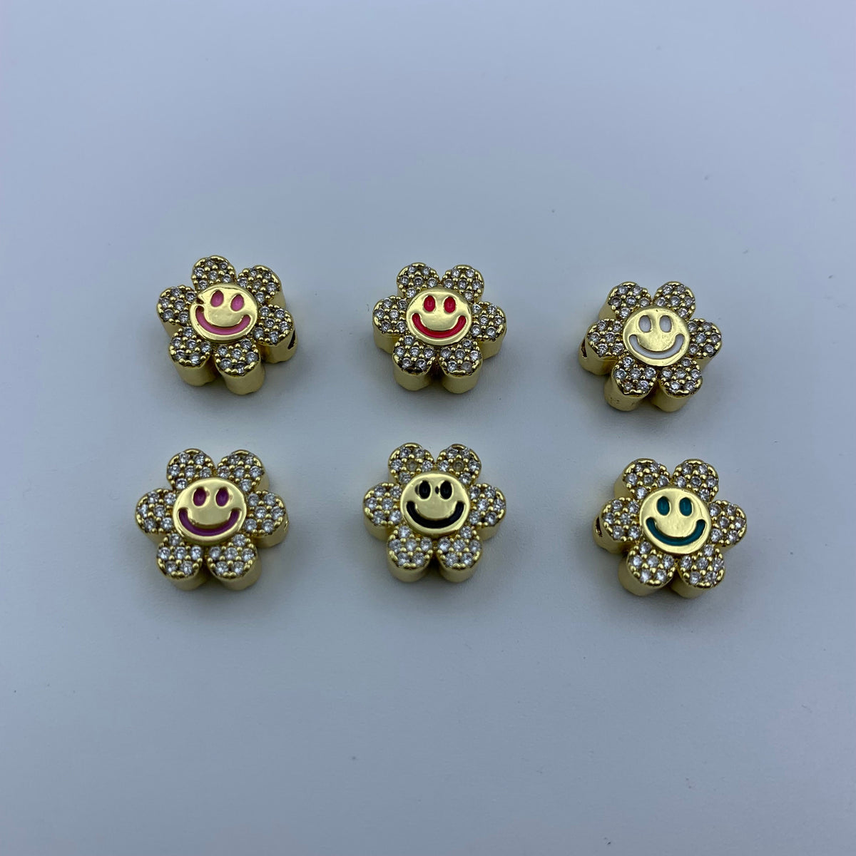 18K Gold Plated Flower Beads Pendant Pave CZ Zircon Flower Beads for Bracelet,Plated Flower DIY Jewelry Making 1PCS 10x10mm