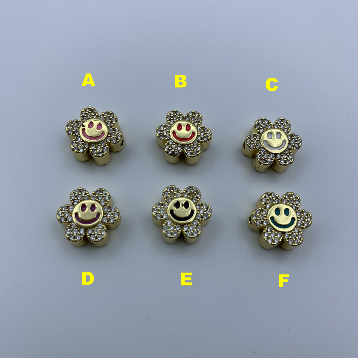 18K Gold Plated Flower Beads Pendant Pave CZ Zircon Flower Beads for Bracelet,Plated Flower DIY Jewelry Making 1PCS 10x10mm