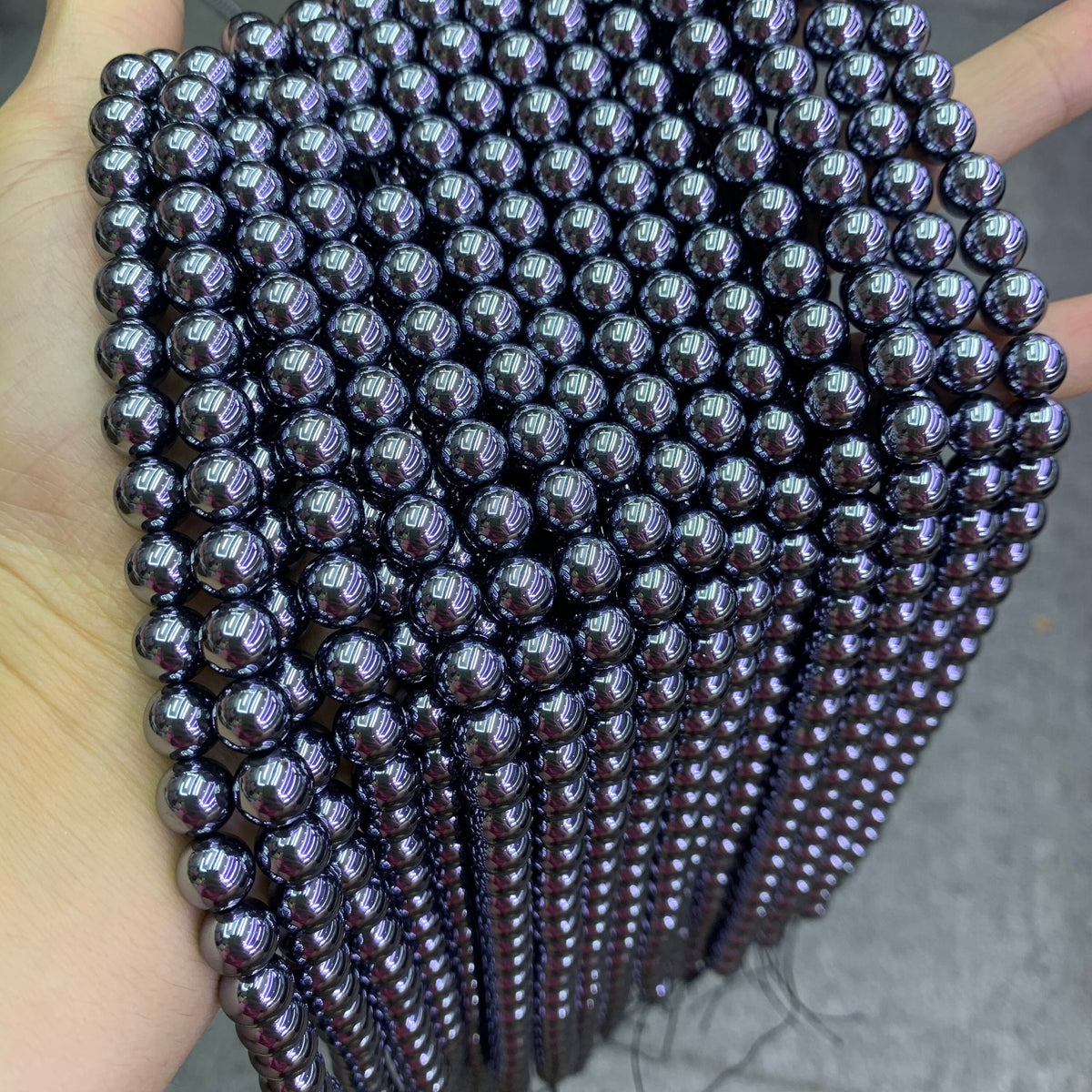 Natural Terahertz Round Bead Energy Silver TeraHertz Gemstone Bead Loose Terahertz Stone Beads 6mm 8mm 10mm 15.5 Inch AAA