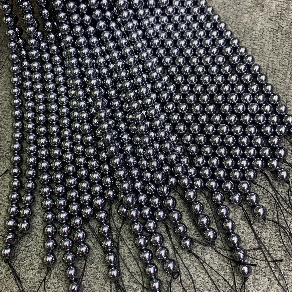 Natural Terahertz Round Bead Energy Silver TeraHertz Gemstone Bead Loose Terahertz Stone Beads 6mm 8mm 10mm 15.5 Inch AAA