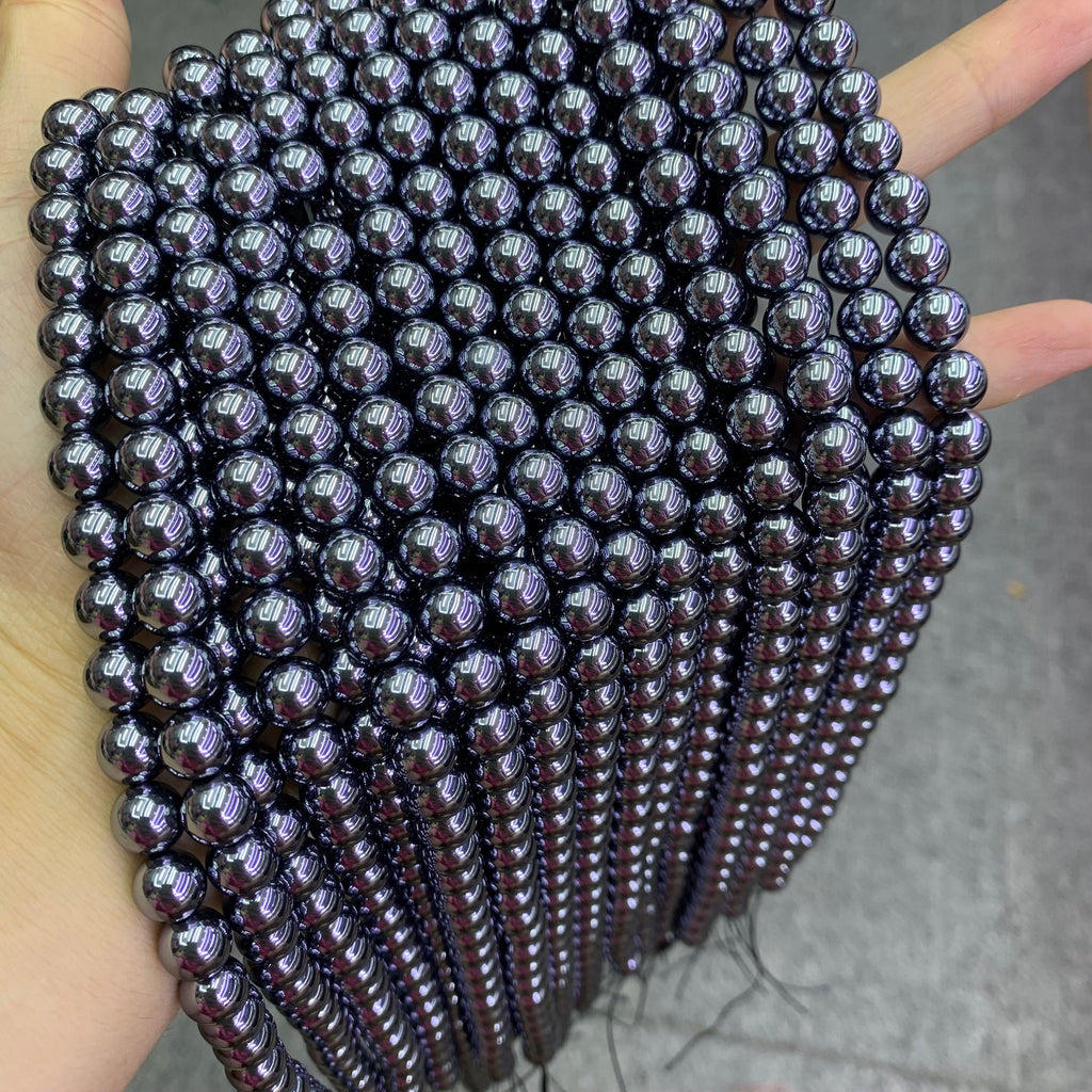Natural Terahertz Round Bead Energy Silver TeraHertz Gemstone Bead Loose Terahertz Stone Beads 6mm 8mm 10mm 15.5 Inch AAA
