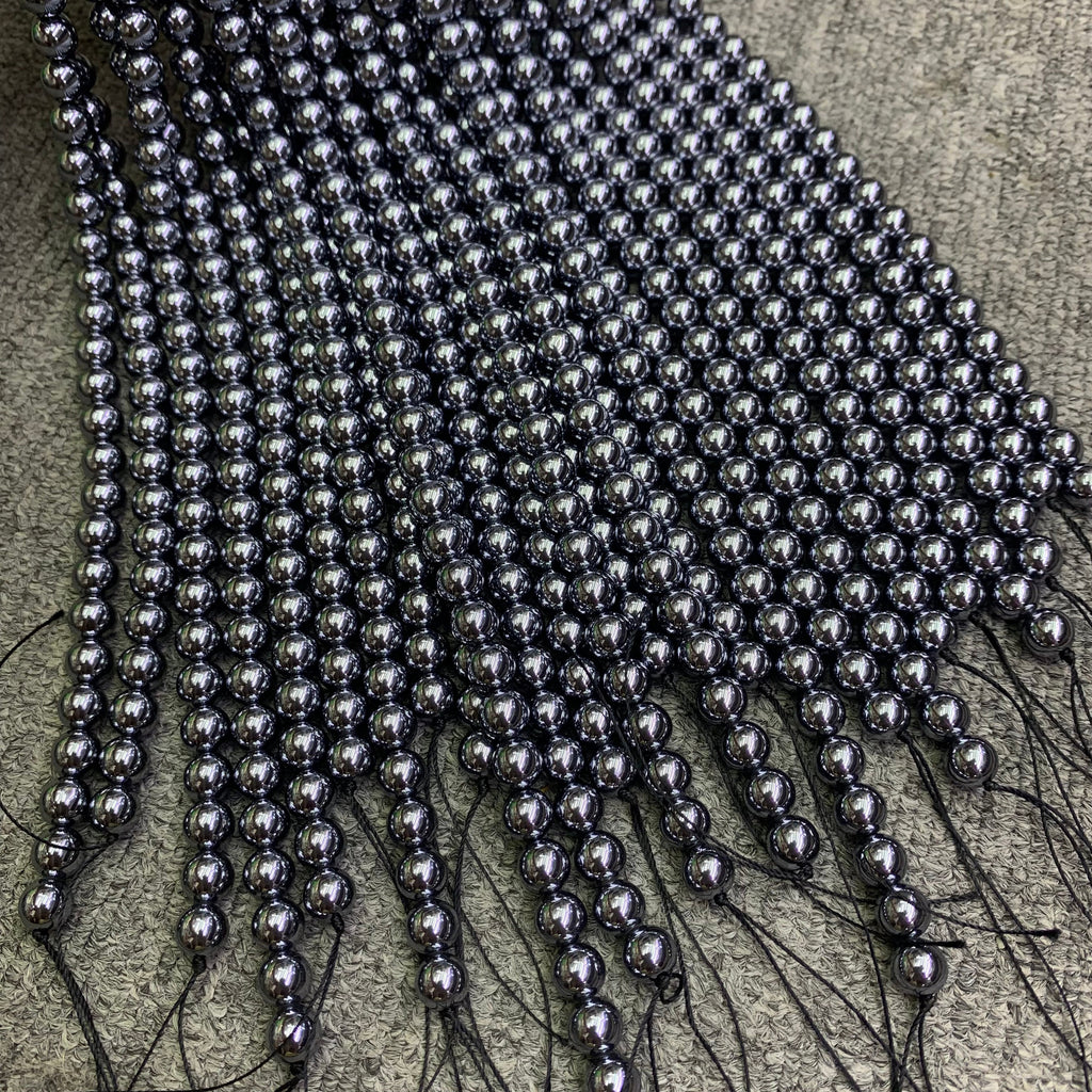 Natural Terahertz Round Bead Energy Silver TeraHertz Gemstone Bead Loose Terahertz Stone Beads 6mm 8mm 10mm 15.5 Inch AAA