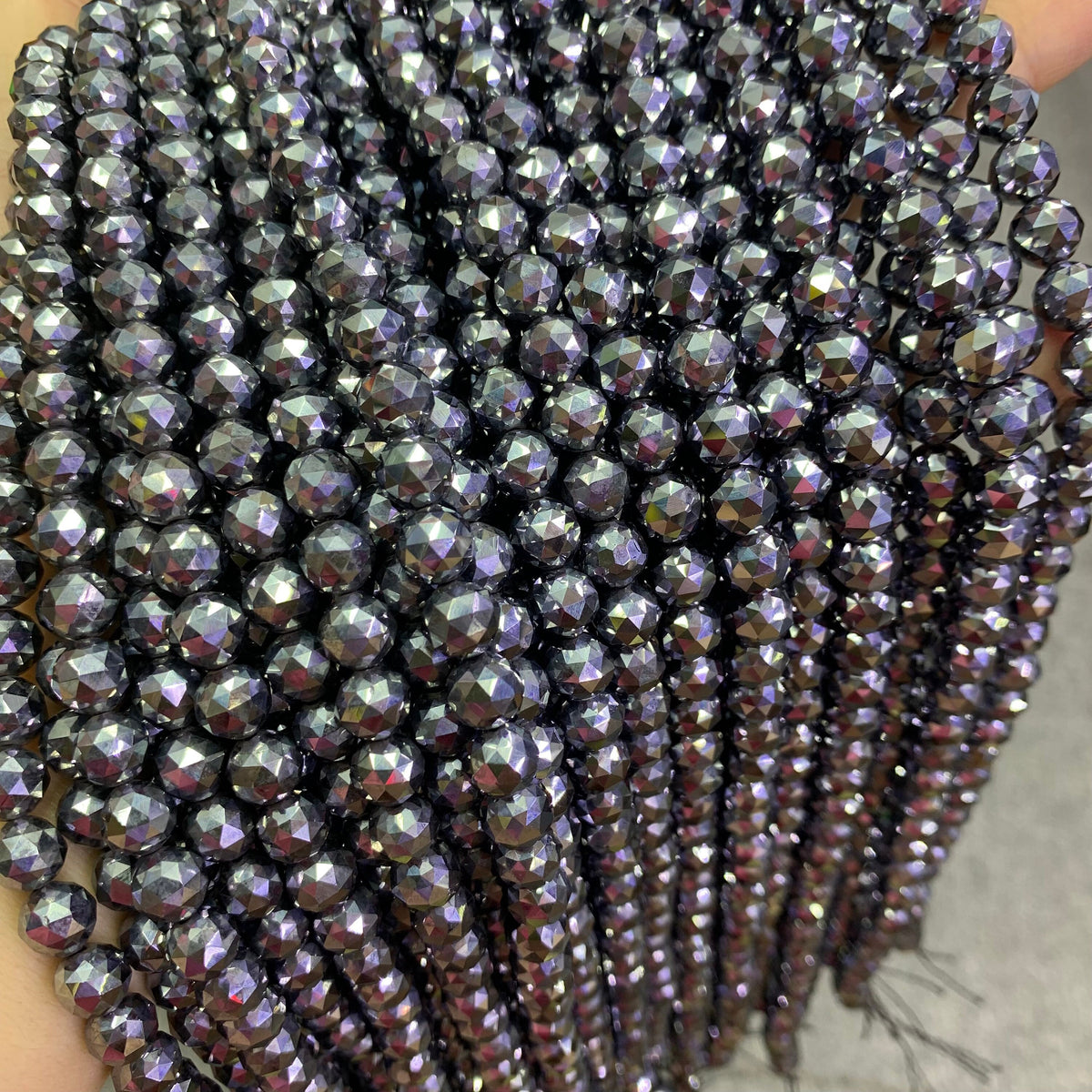 Natural Terahertz Star Cut Diamond Faceted Energy Silver TeraHertz Gemstone Bead Loose Terahertz Stone Beads 6mm 8mm 10mm 12mm 15.5 Inch AAA