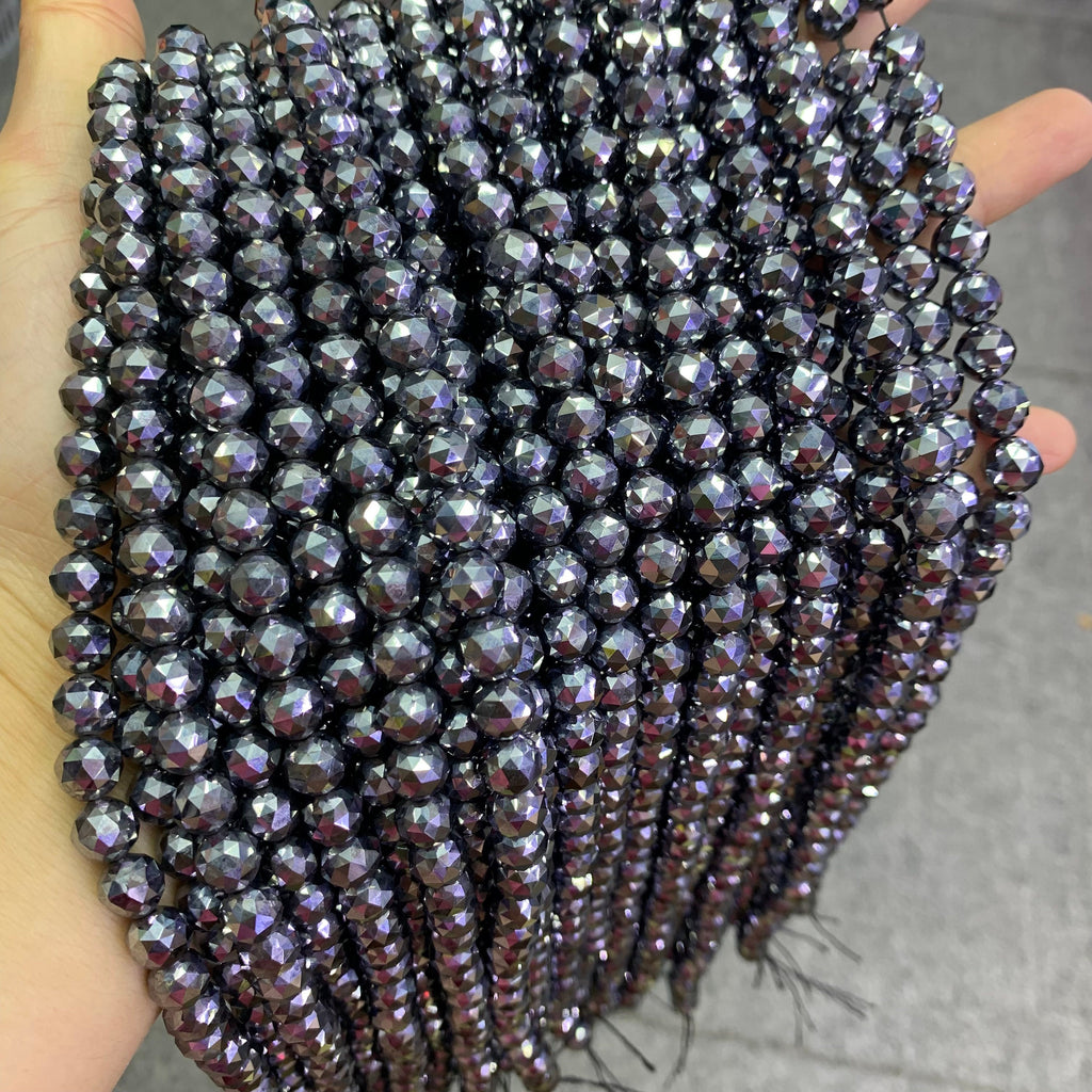 Natural Terahertz Star Cut Diamond Faceted Energy Silver TeraHertz Gemstone Bead Loose Terahertz Stone Beads 6mm 8mm 10mm 12mm 15.5 Inch AAA
