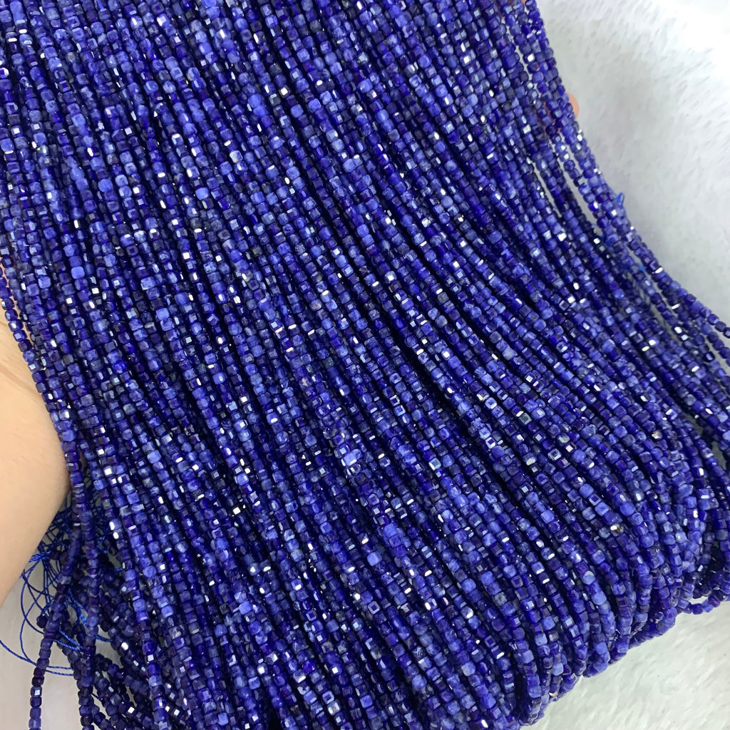 Natural Sodalite Bead Micro Cube Sodalite Beads 2.5mm Gemstones Loose Beads for Jewelry Making 15.5 Inch Strand AAA