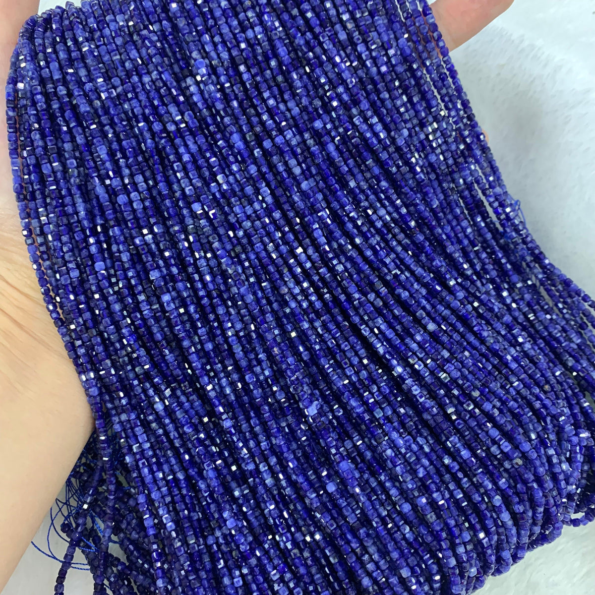 Natural Sodalite Bead Micro Cube Sodalite Beads 2.5mm Gemstones Loose Beads for Jewelry Making 15.5 Inch Strand AAA
