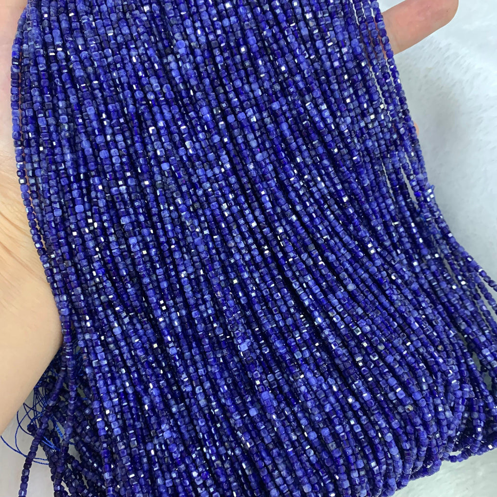 Natural Sodalite Bead Micro Cube Sodalite Beads 2.5mm Gemstones Loose Beads for Jewelry Making 15.5 Inch Strand AAA