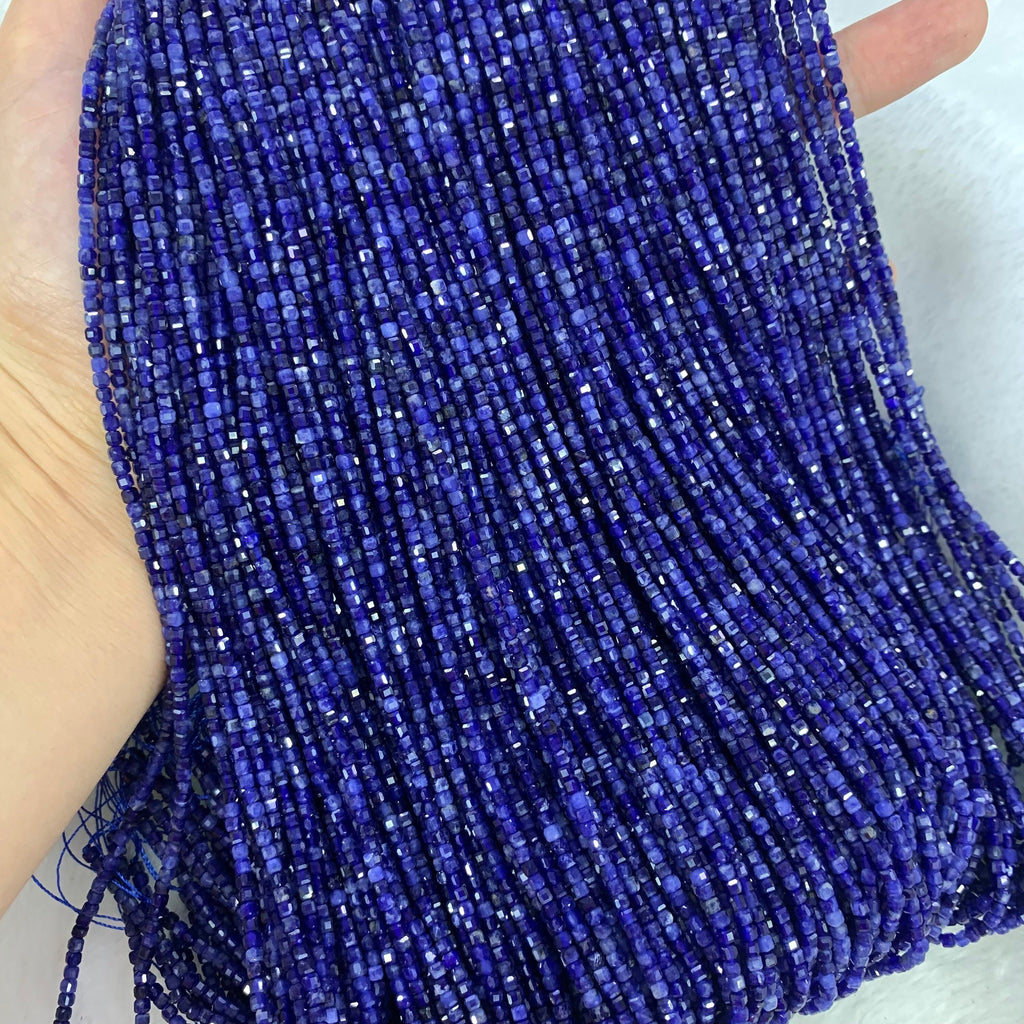 Natural Sodalite Bead Micro Cube Sodalite Beads 2.5mm Gemstones Loose Beads for Jewelry Making 15.5 Inch Strand AAA