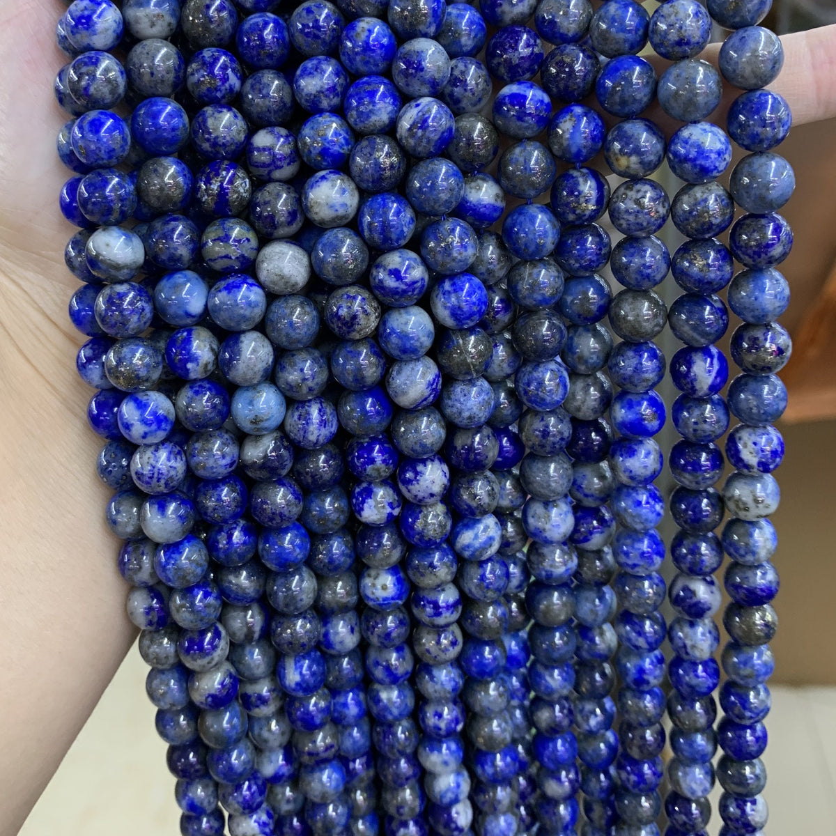 Natural Lapis 6mm 8mm 10mm Round Beads, DIY Jewelry Making, 15.5” Strand