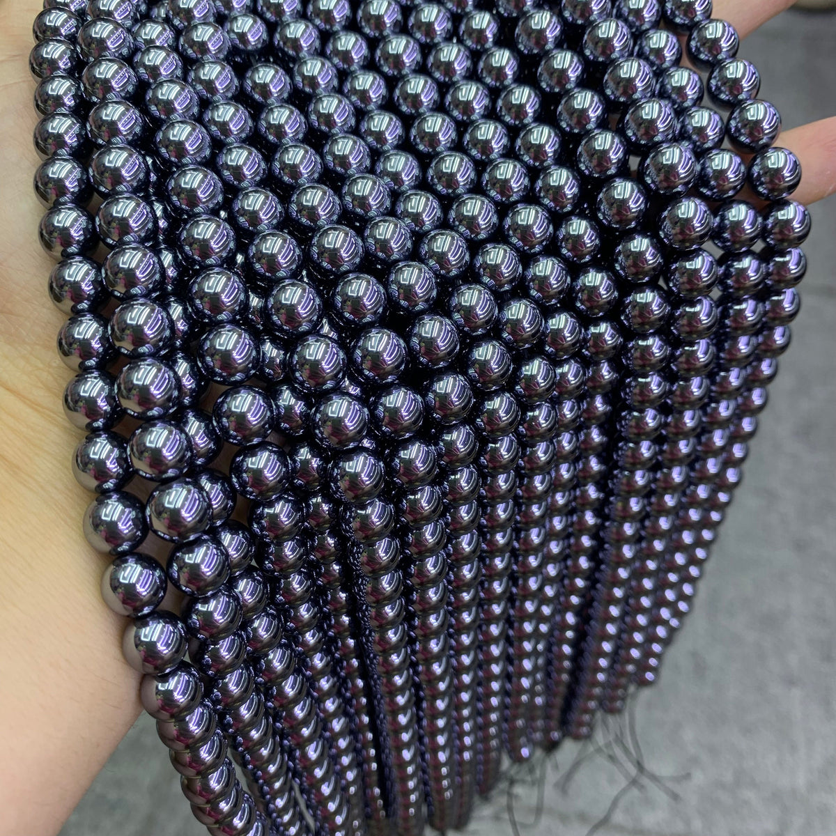Natural Terahertz Round Bead Energy Silver TeraHertz Gemstone Bead Loose Terahertz Stone Beads 6mm 8mm 10mm 15.5 Inch AAA