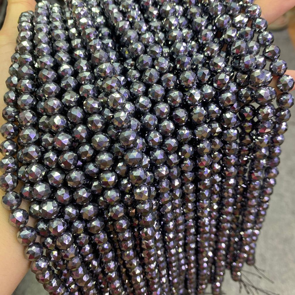 Natural Terahertz Star Cut Diamond Faceted Energy Silver TeraHertz Gemstone Bead Loose Terahertz Stone Beads 6mm 8mm 10mm 12mm 15.5 Inch AAA