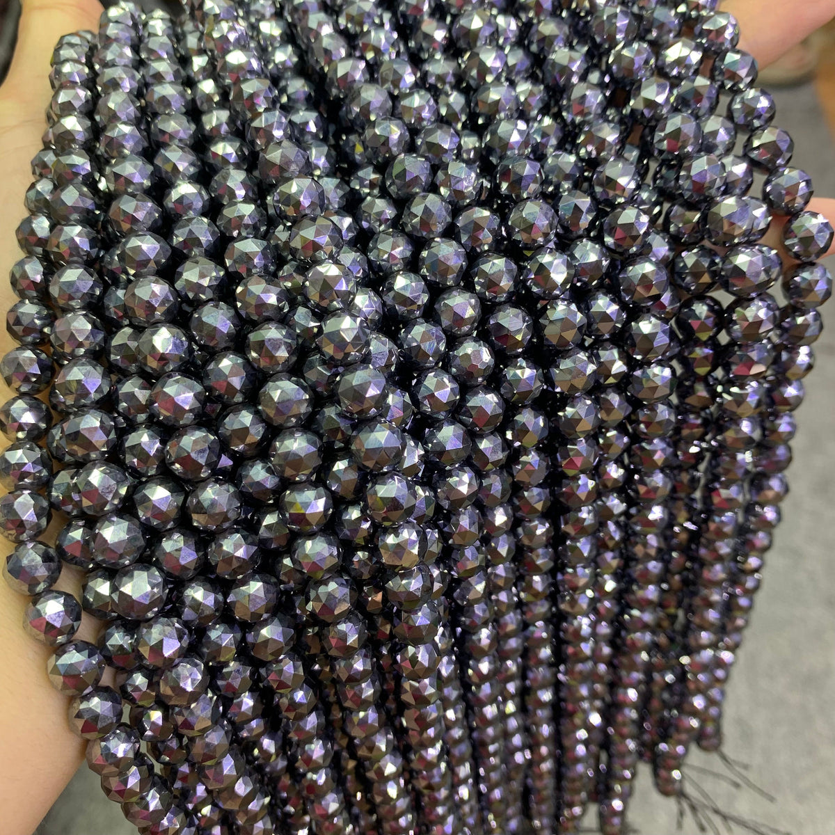 Natural Terahertz Star Cut Diamond Faceted Energy Silver TeraHertz Gemstone Bead Loose Terahertz Stone Beads 6mm 8mm 10mm 12mm 15.5 Inch AAA