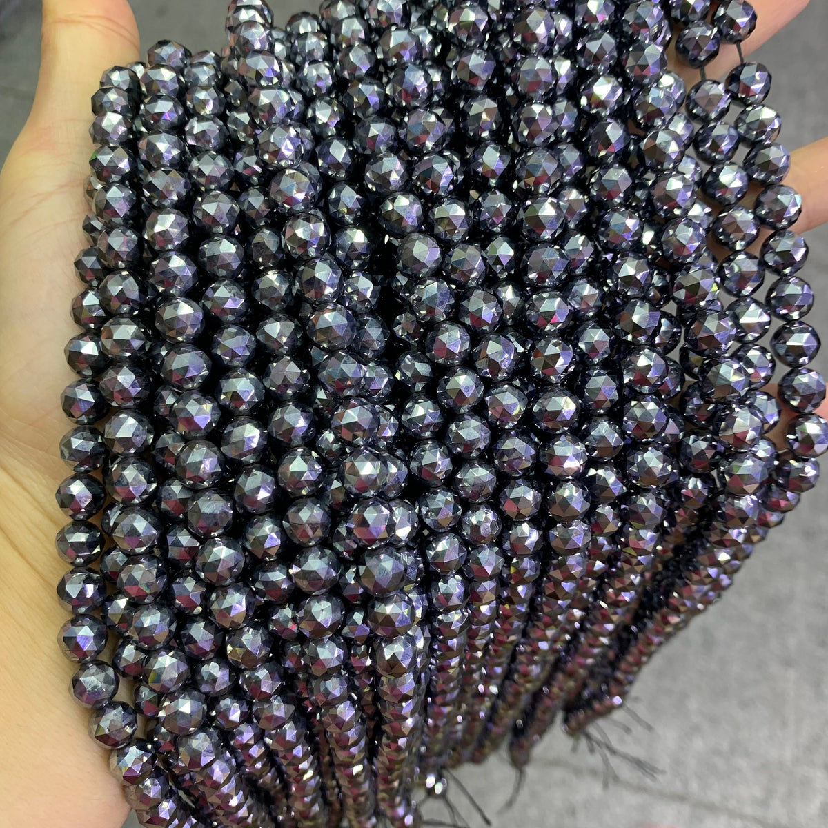 Natural Terahertz Star Cut Diamond Faceted Energy Silver TeraHertz Gemstone Bead Loose Terahertz Stone Beads 6mm 8mm 10mm 12mm 15.5 Inch AAA