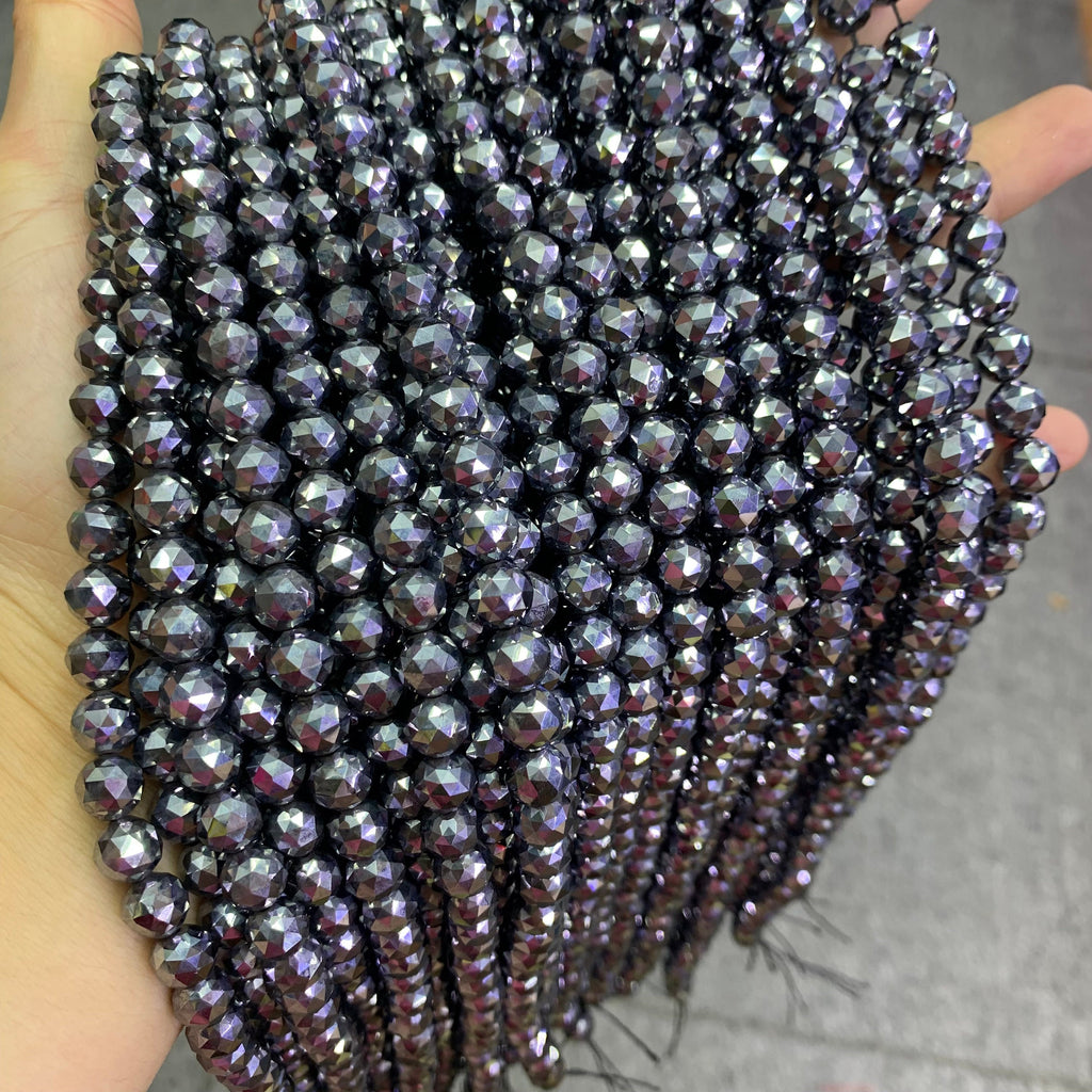 Natural Terahertz Star Cut Diamond Faceted Energy Silver TeraHertz Gemstone Bead Loose Terahertz Stone Beads 6mm 8mm 10mm 12mm 15.5 Inch AAA
