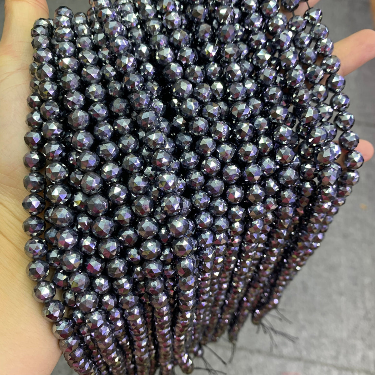 Natural Terahertz Star Cut Diamond Faceted Energy Silver TeraHertz Gemstone Bead Loose Terahertz Stone Beads 6mm 8mm 10mm 12mm 15.5 Inch AAA