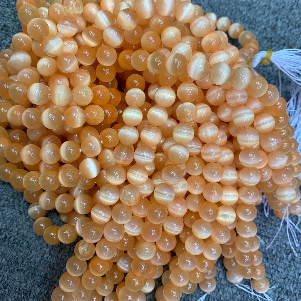 Natural Orange Selenite Round Bead Selenite Loose Beads Gemstone Beads  Orange Selenite Gemstone Loose Bead 6mm 8mm 15.5 Inch AAA