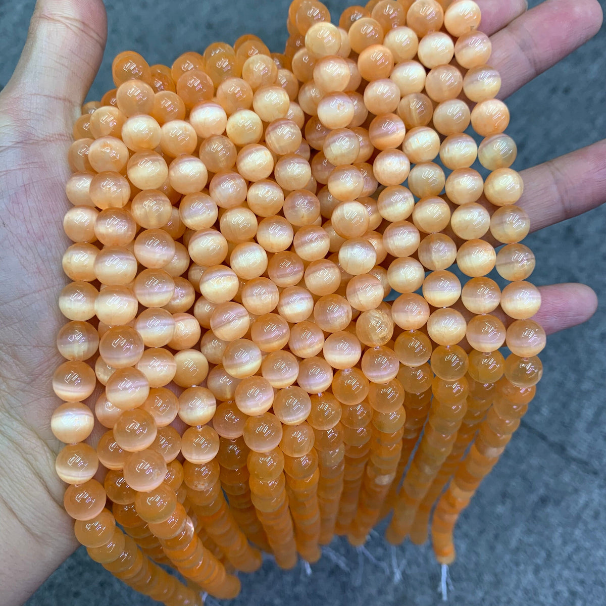 Natural Orange Selenite Round Bead Selenite Loose Beads Gemstone Beads  Orange Selenite Gemstone Loose Bead 6mm 8mm 15.5 Inch AAA