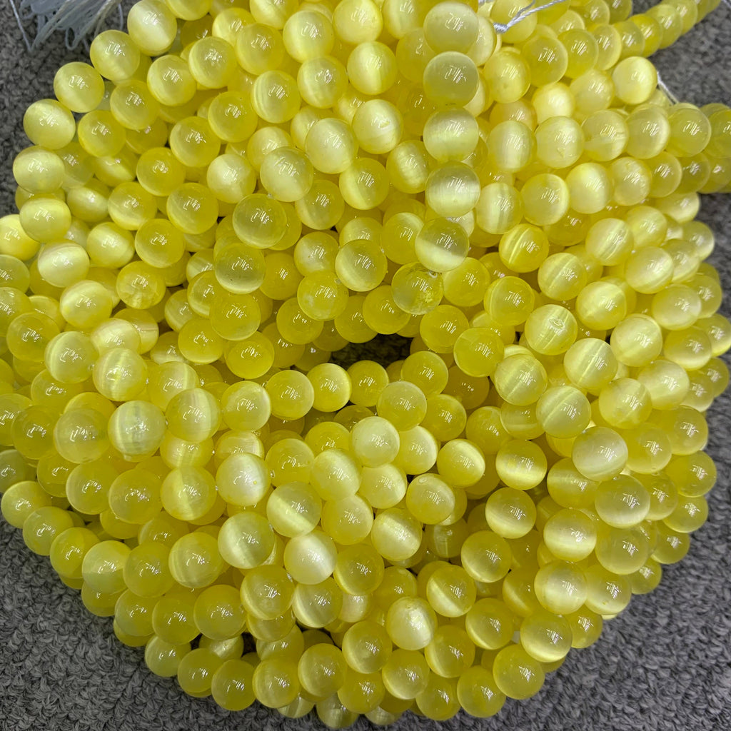 Natural Yellow Selenite Round Bead Selenite Loose Beads Gemstone Beads Yellow Selenite Gemstone Loose Bead 6mm 8mm 10mm 15.5 Inch AAA