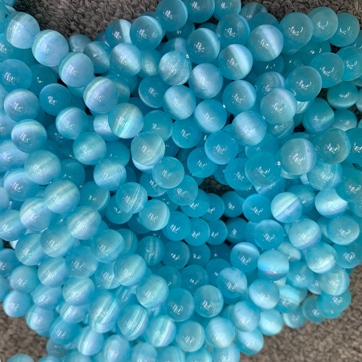 Natural Blue Selenite Round Bead Selenite Loose Beads Gemstone Beads Blue Selenite Gemstone Loose Bead 6mm 8mm 10mm 15.5 Inch AAA